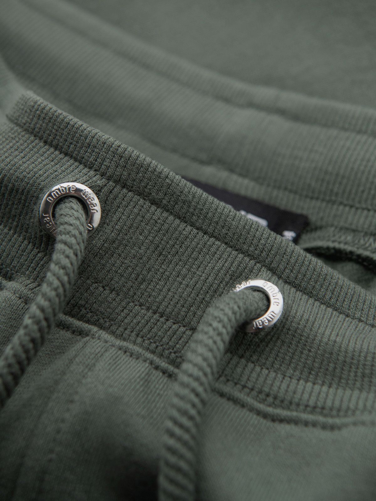 Ombre Men's sweat shorts with piping and drawstring waistband - olive