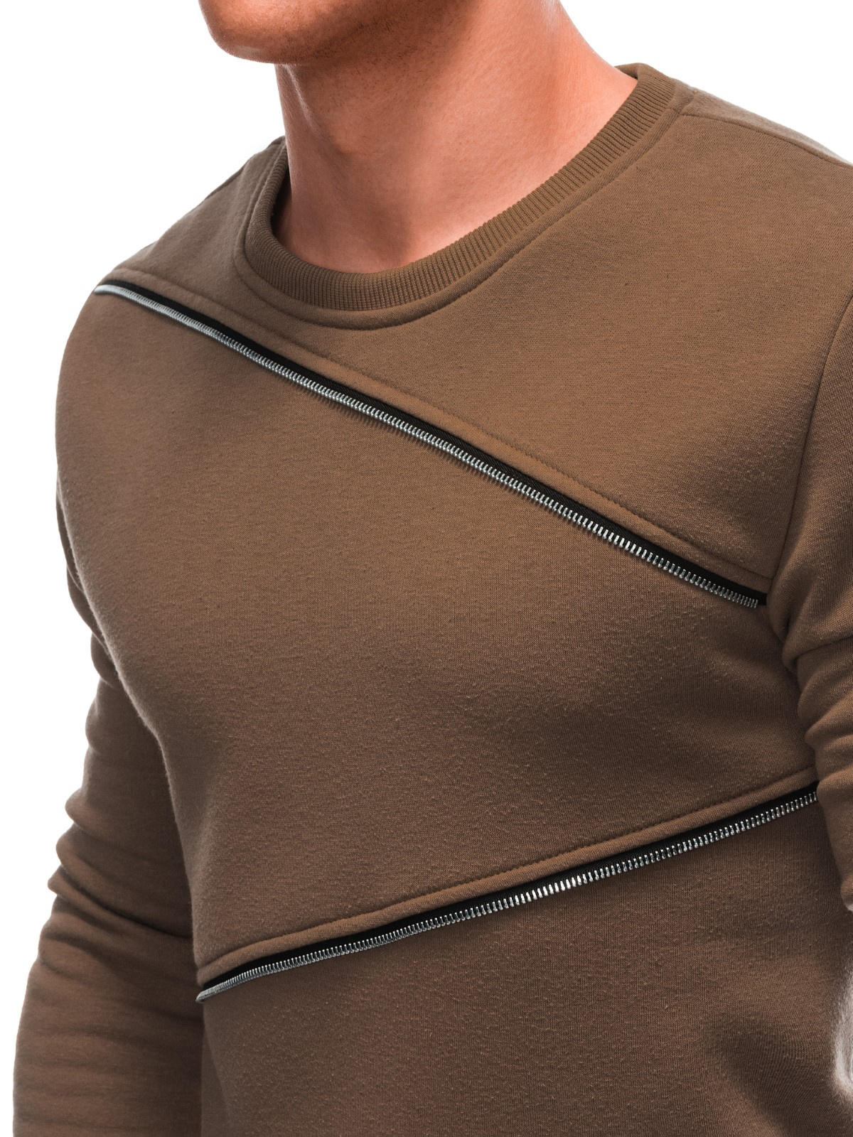 Edoti Men&#039;s sweatshirt with decorative zippers OM-SSNZ-22FW-005