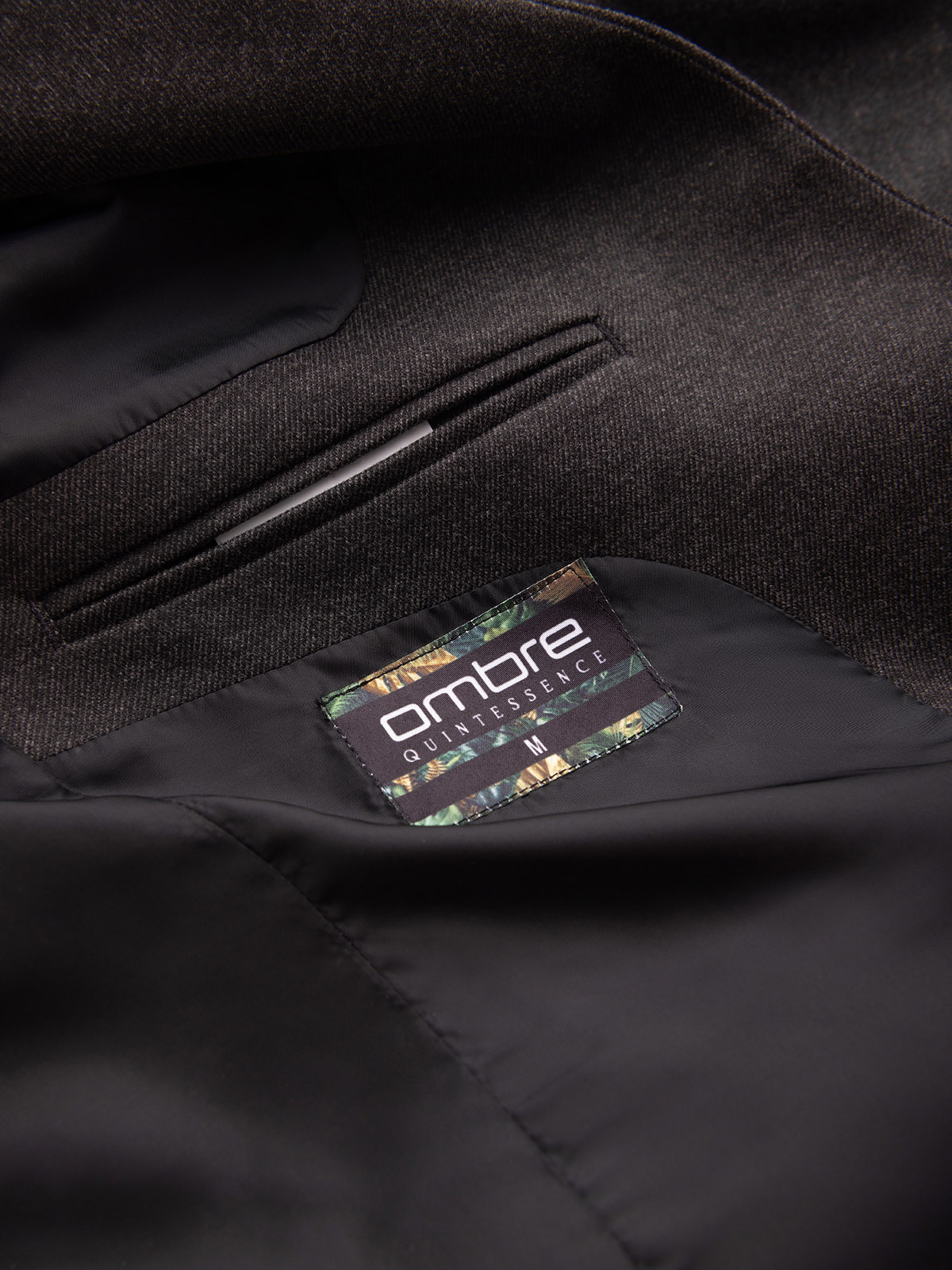 Ombre Men's melange rayon jacket with stand-up collar - black melange