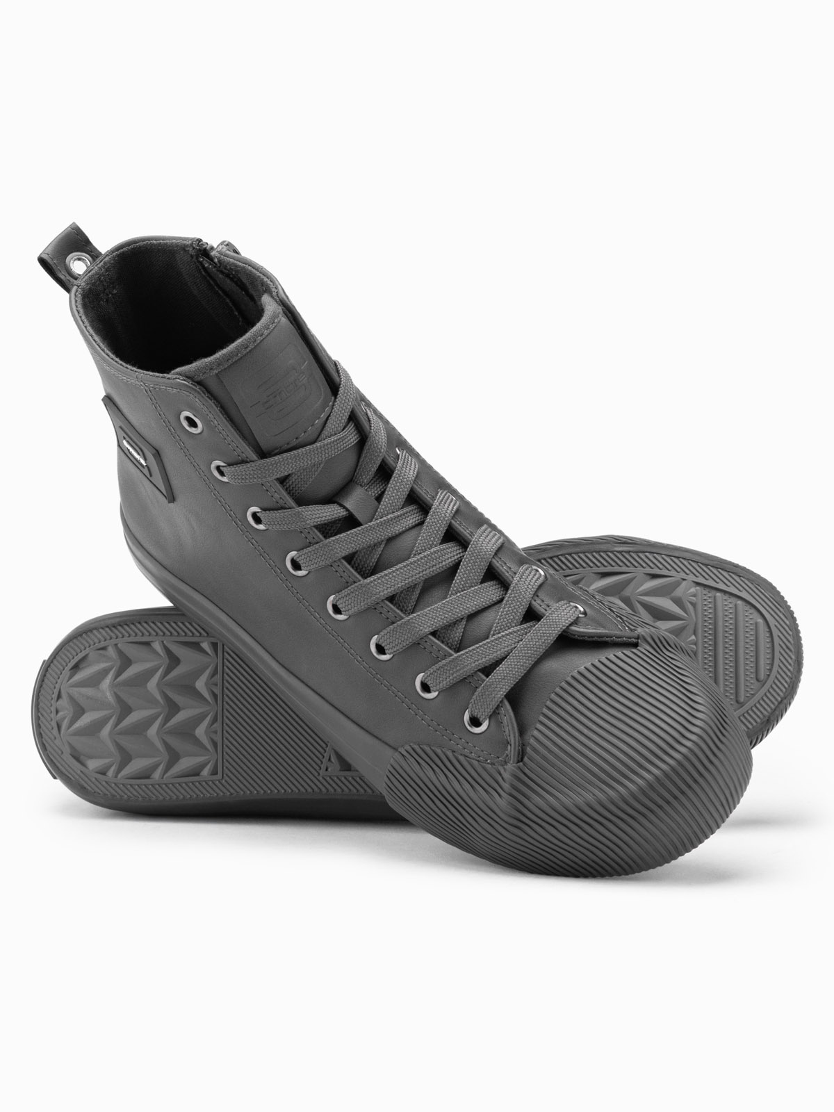 Ombre Men&#039;s high-top sneakers with decorative toe - gray