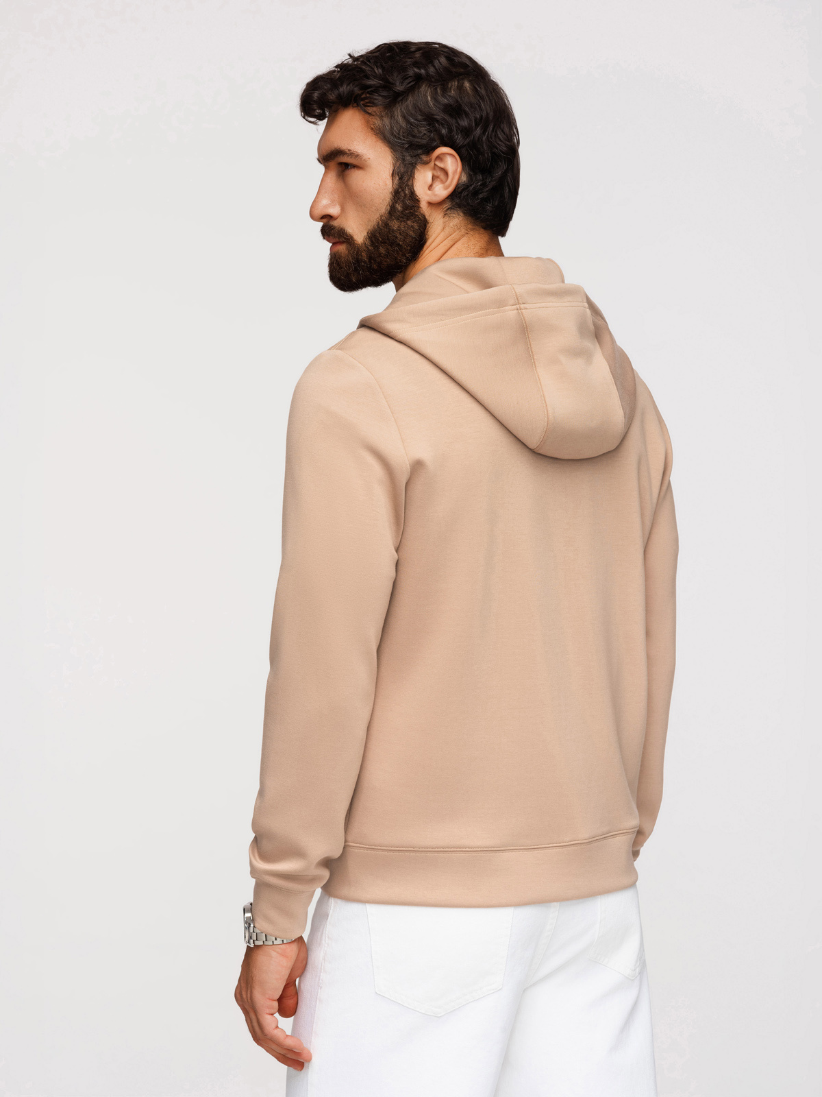 Pánska mikina Ombre na zips - béžová