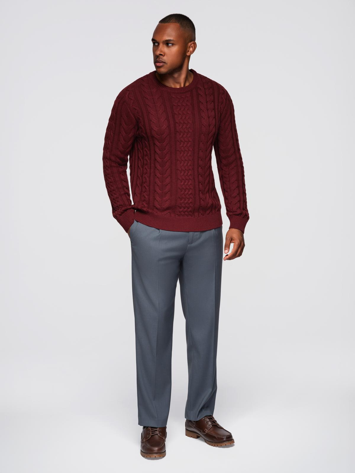 Ombre Elegant men&#039;s sweater with interesting weave - maroon