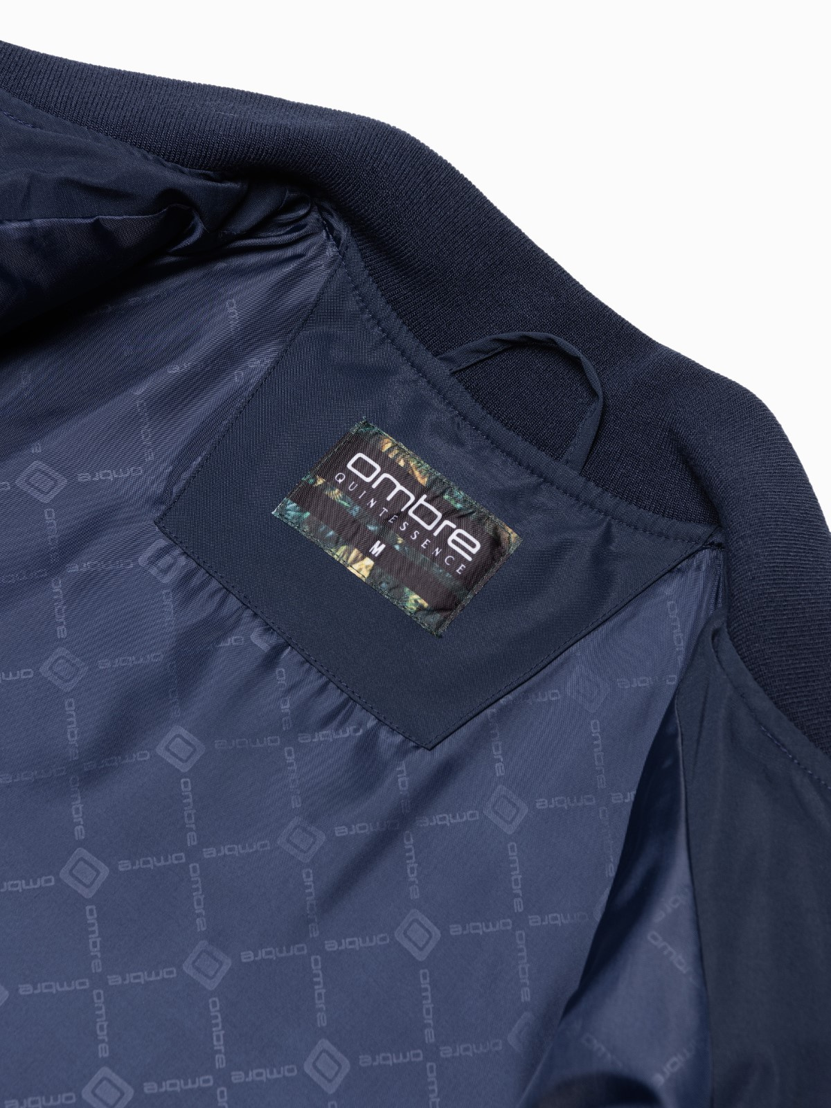 Ombre Men&#039;s quilted bomber jacket with metal zippers - navy blue