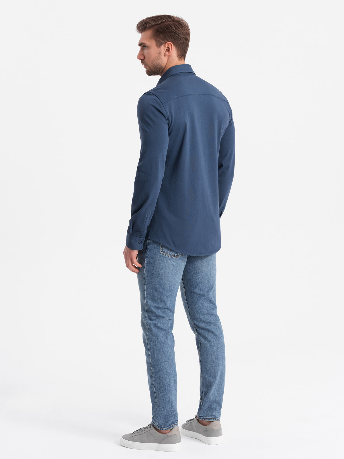 Ombre Men's cotton single jersey knit REGULAR shirt - blue