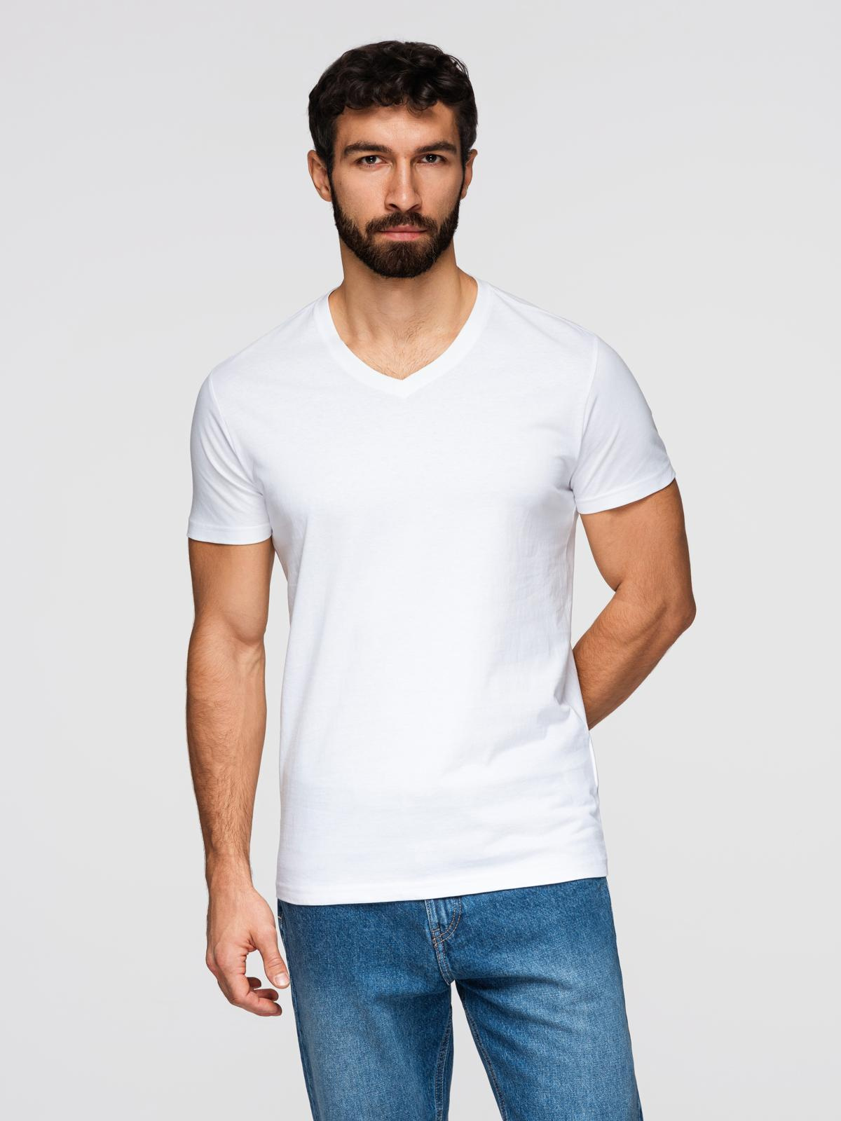 Ombre BASIC men's classic cotton T-shirt with a crew neckline - white