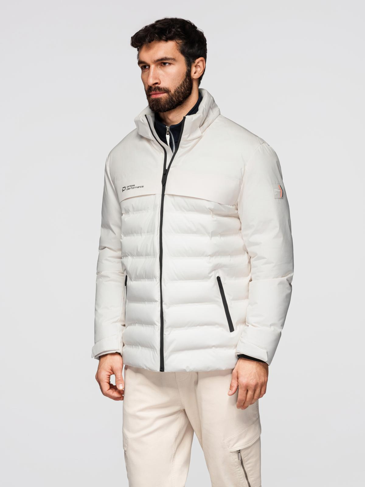 Ombre Men's winter jacket with detachable hood - cream