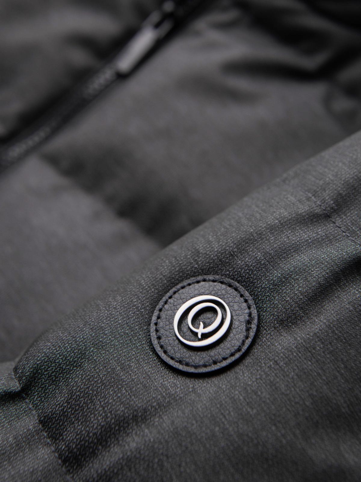 Ombre Men&#039;s long quilted jacket with hood - grey