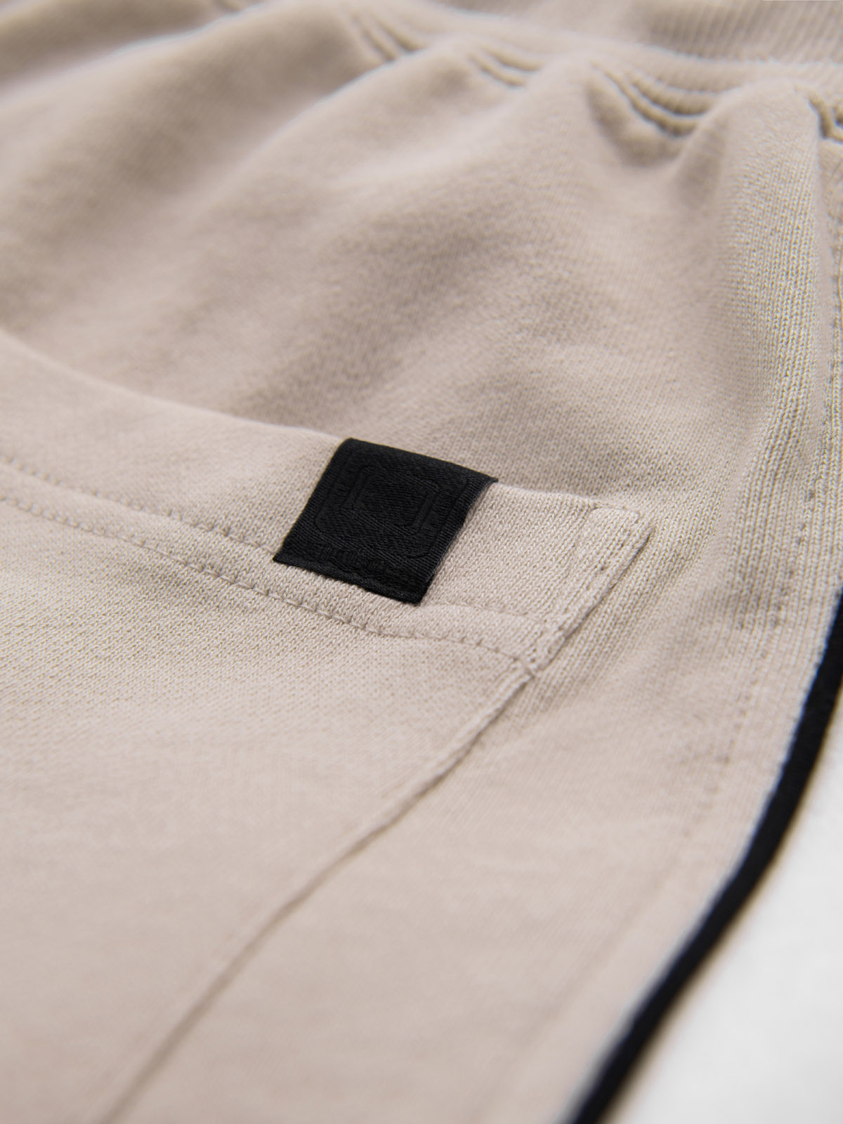 Ombre Men's short sweat shorts with wide stripes - beige