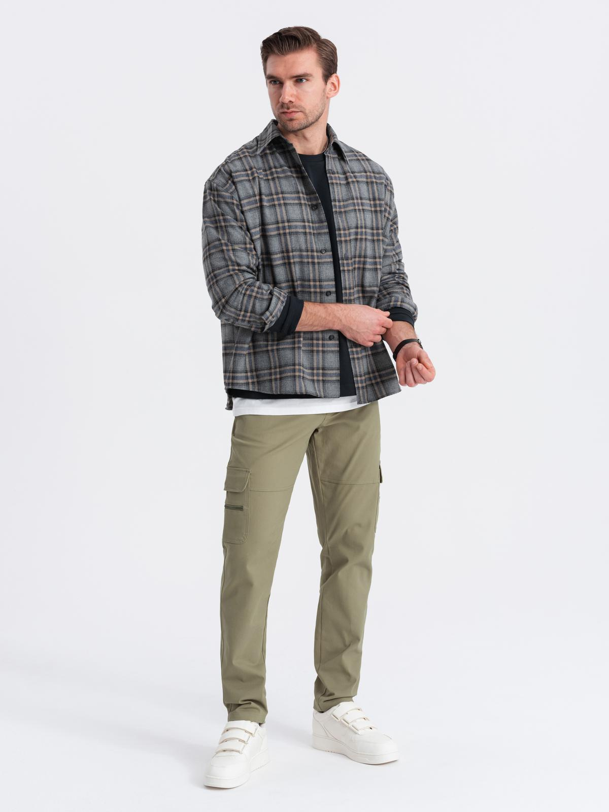 Ombre Men&#039;s STRAIGHT LEG cargo pants with zippered pockets - olive