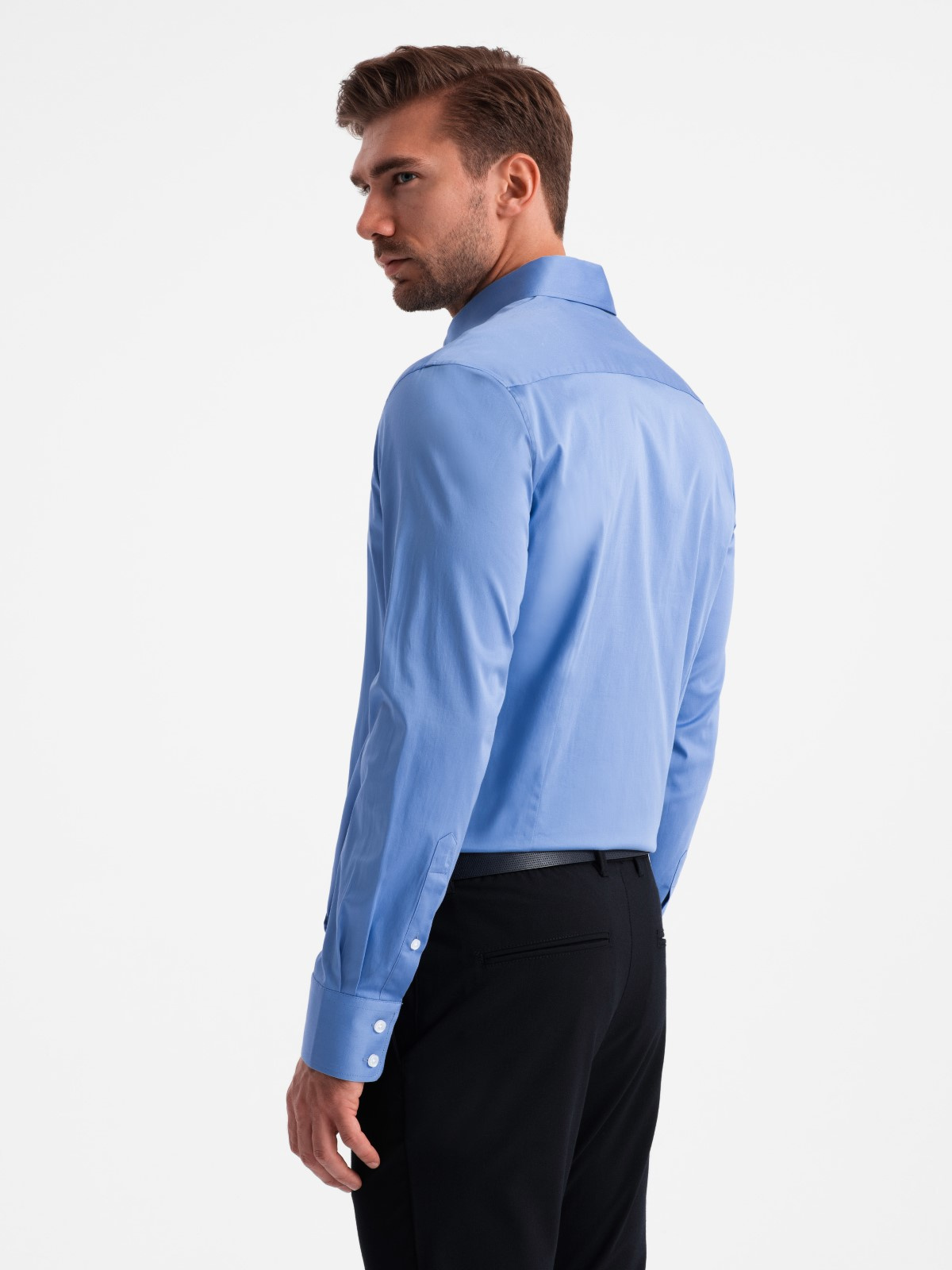 Ombre Classic men&#039;s SLIM FIT satin fabric shirt - blue