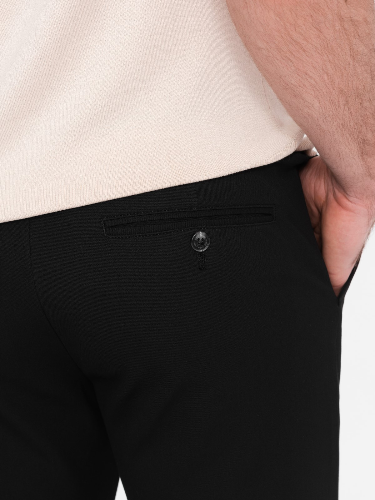Ombre Men's smart chino pants SLIM FIT - black