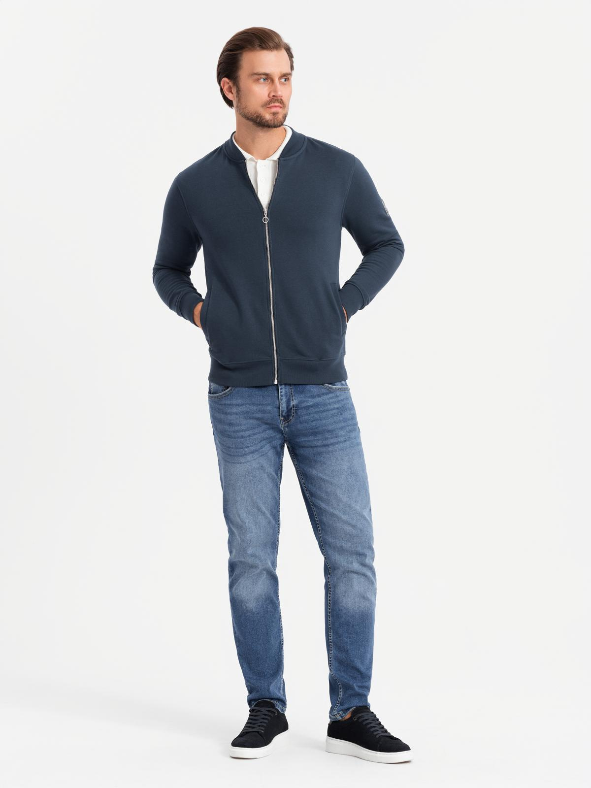 Ombre Men&#039;s unbuttoned cotton sweatshirt bomber - navy blue