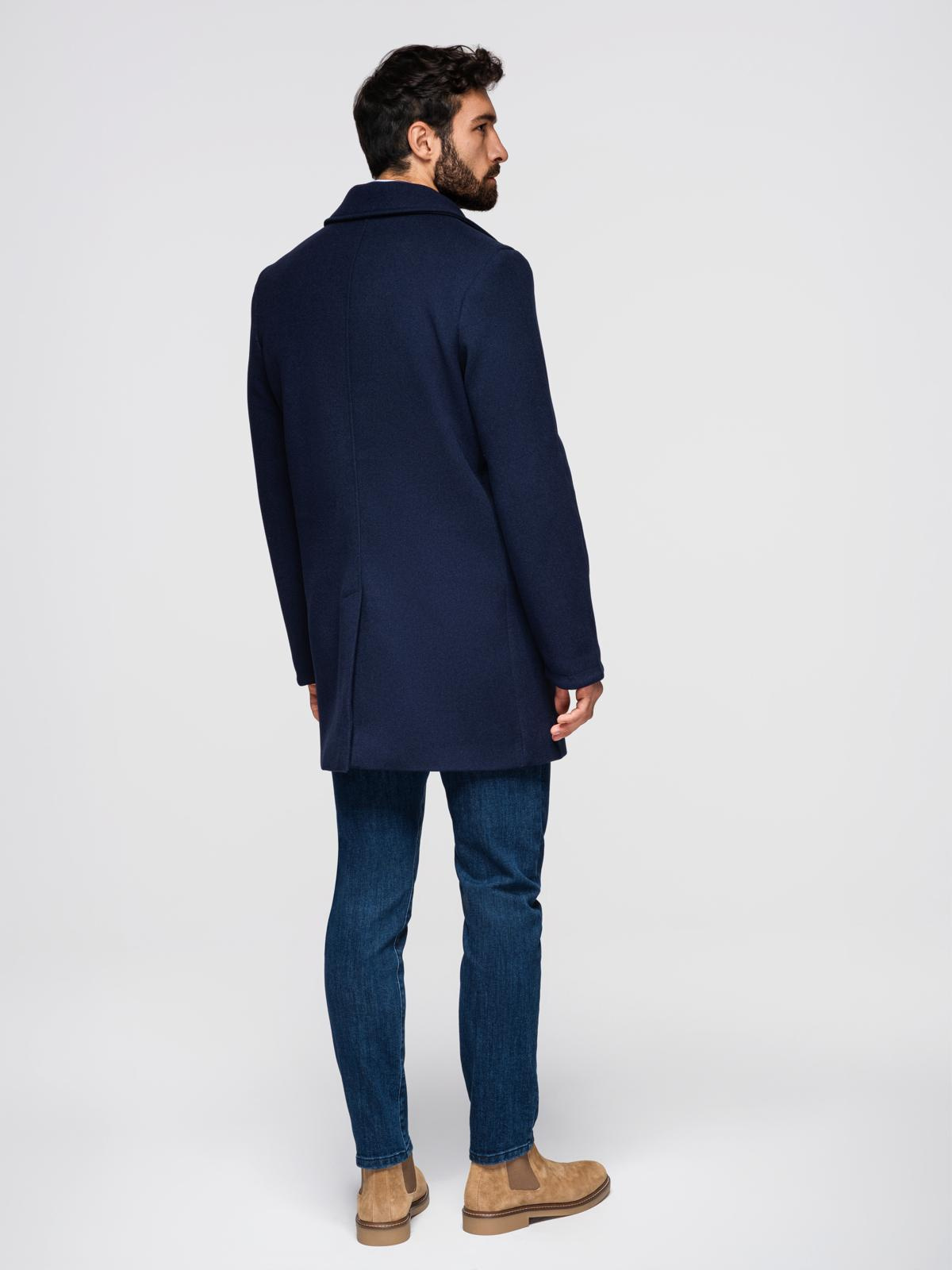 Ombre Men's double-breasted coat with decorative buttons - indigo
