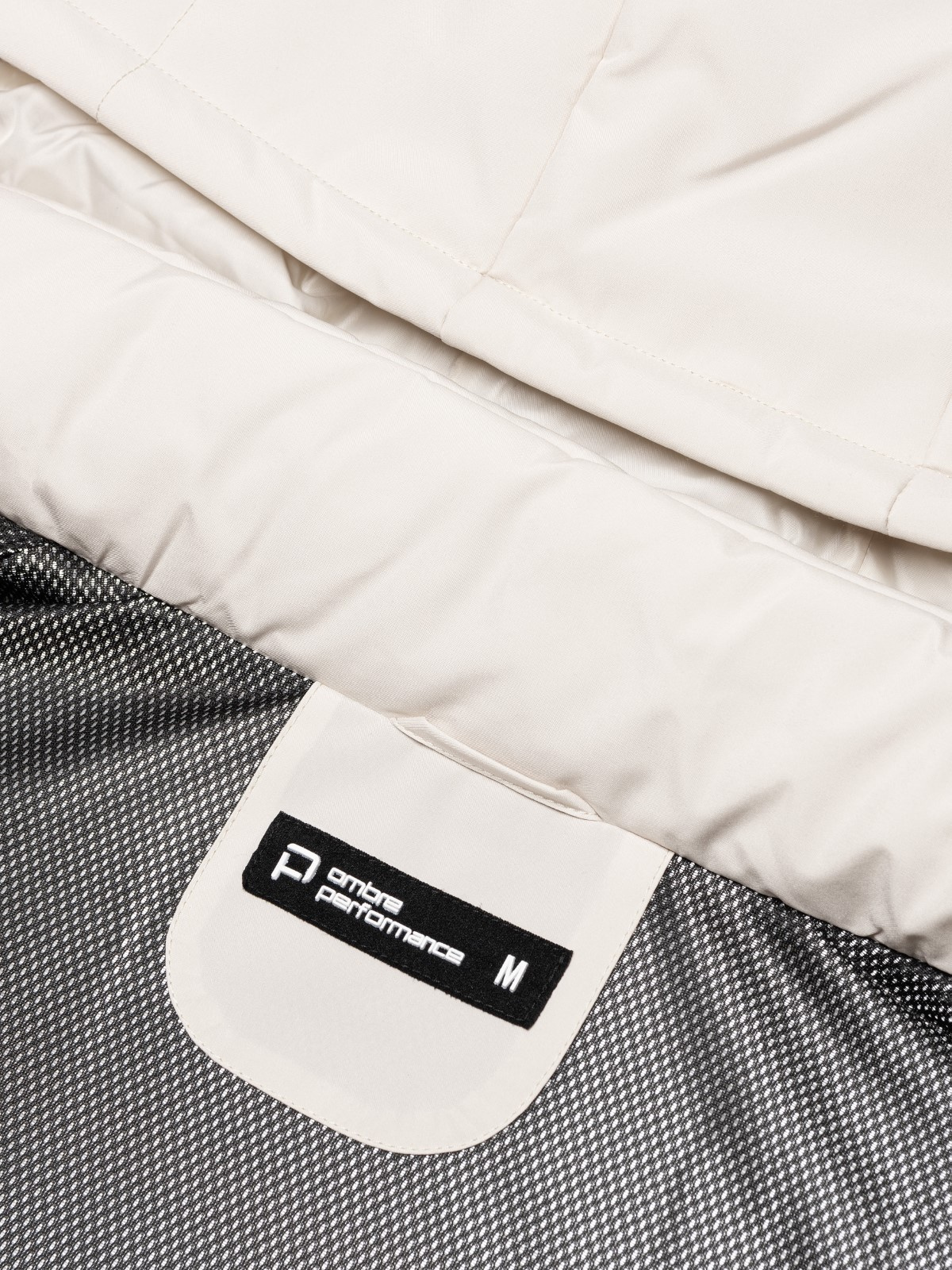 Ombre Men's winter jacket with detachable hood and cargo pockets - cream