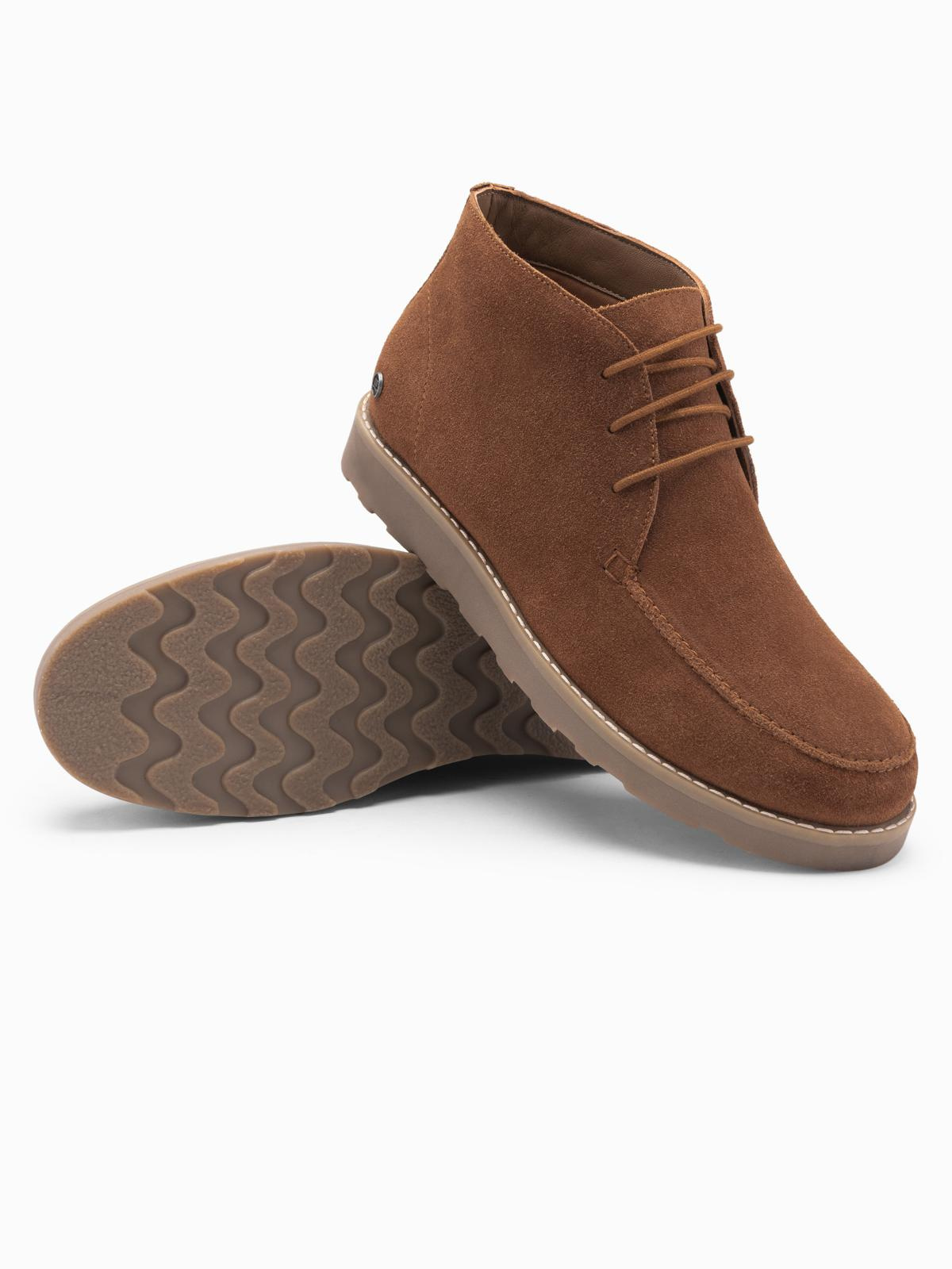 Ombre Men&#039;s suede ankle boots with thick sole - brown