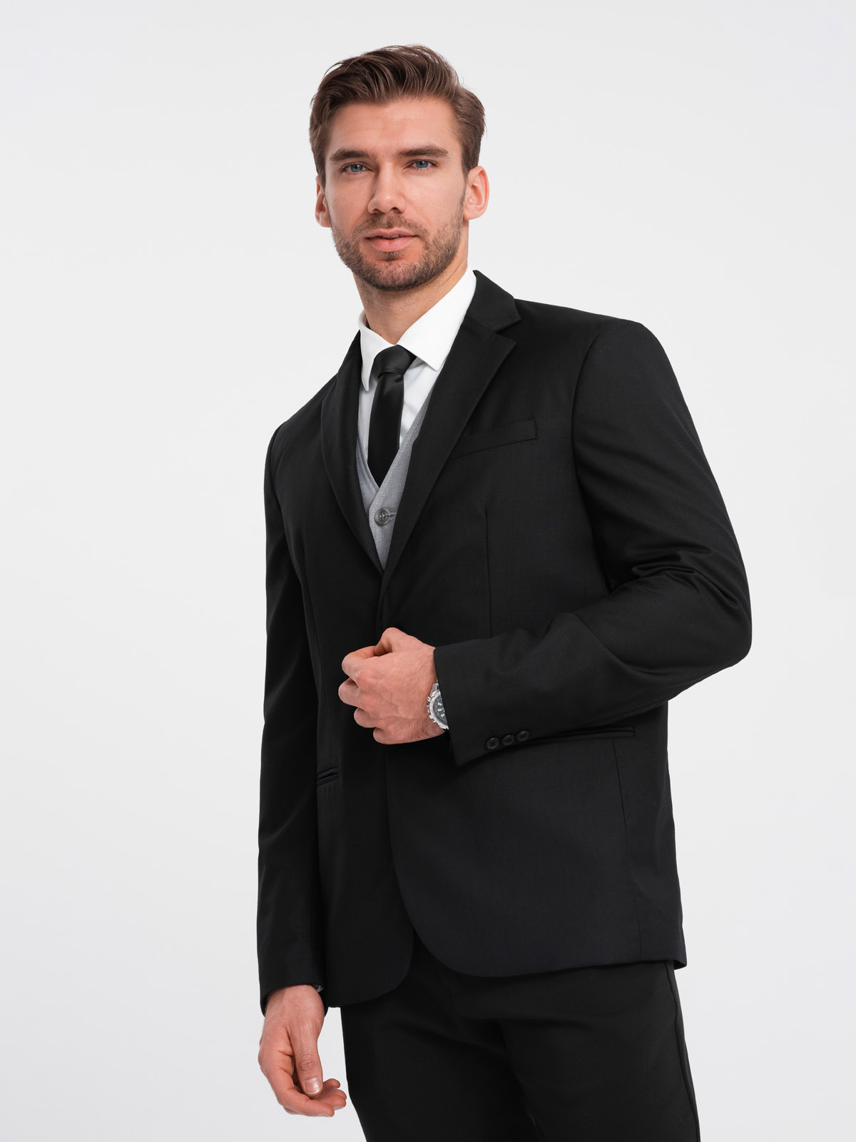 Ombre Men's classic jacket with pillowcase pocket - black
