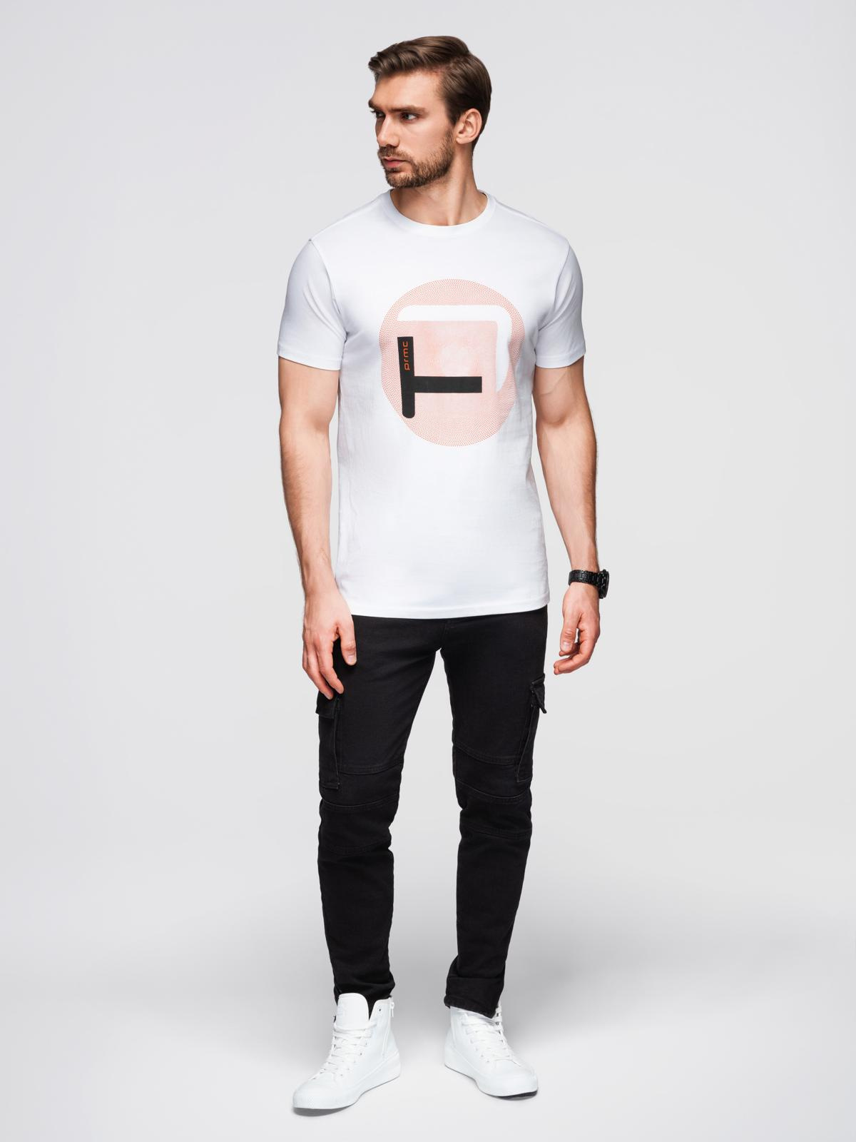 Ombre Men's t-shirt with large print - white