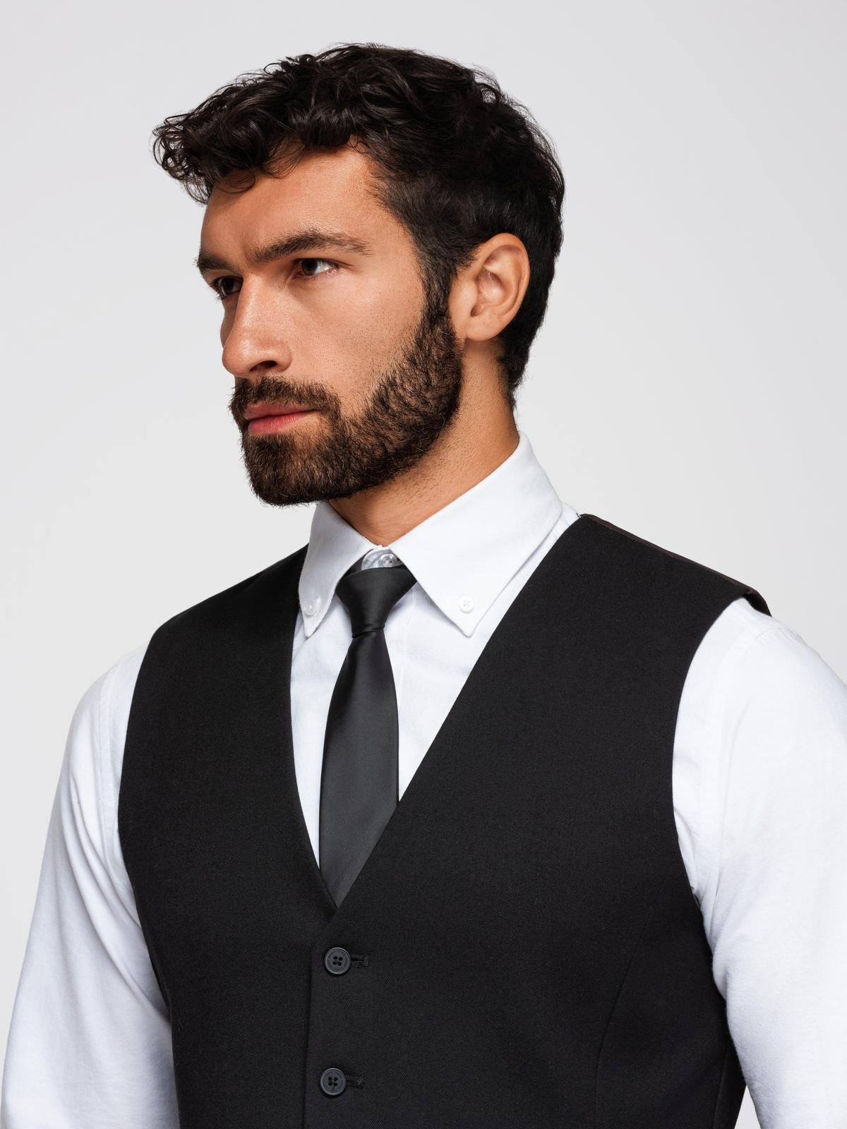 Ombre Men&#039;s suit vest with classic detailing and lining - black