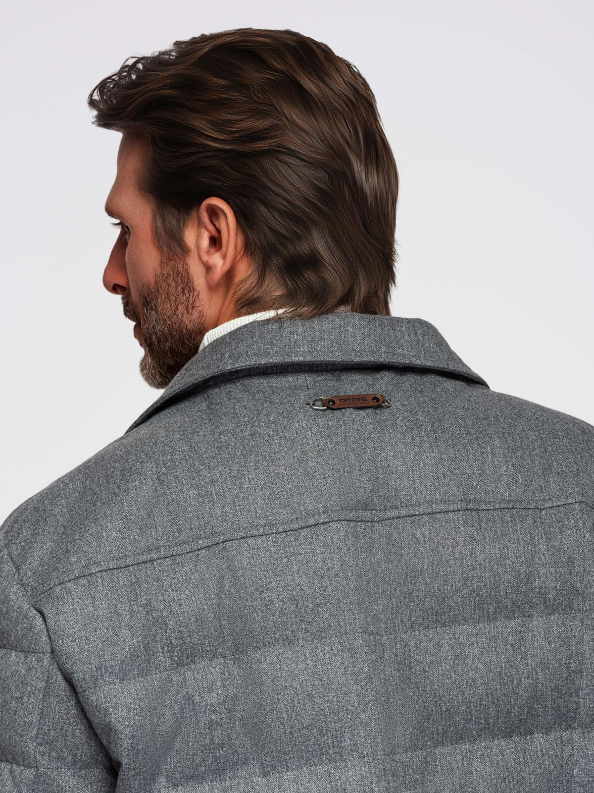 Ombre Men&#039;s jacket with a jacket cut with a fleece lining - gray