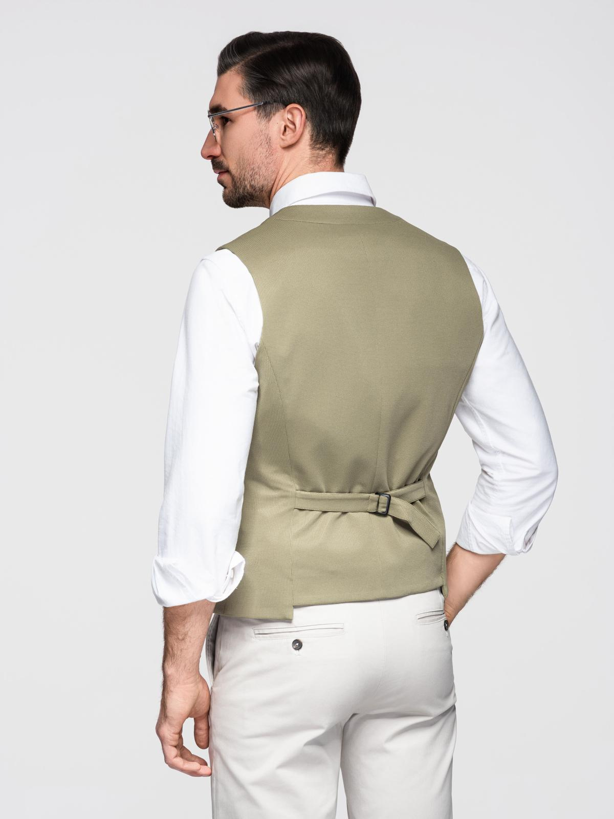 Ombre Fitted men's structured knit vest with lapels - olive