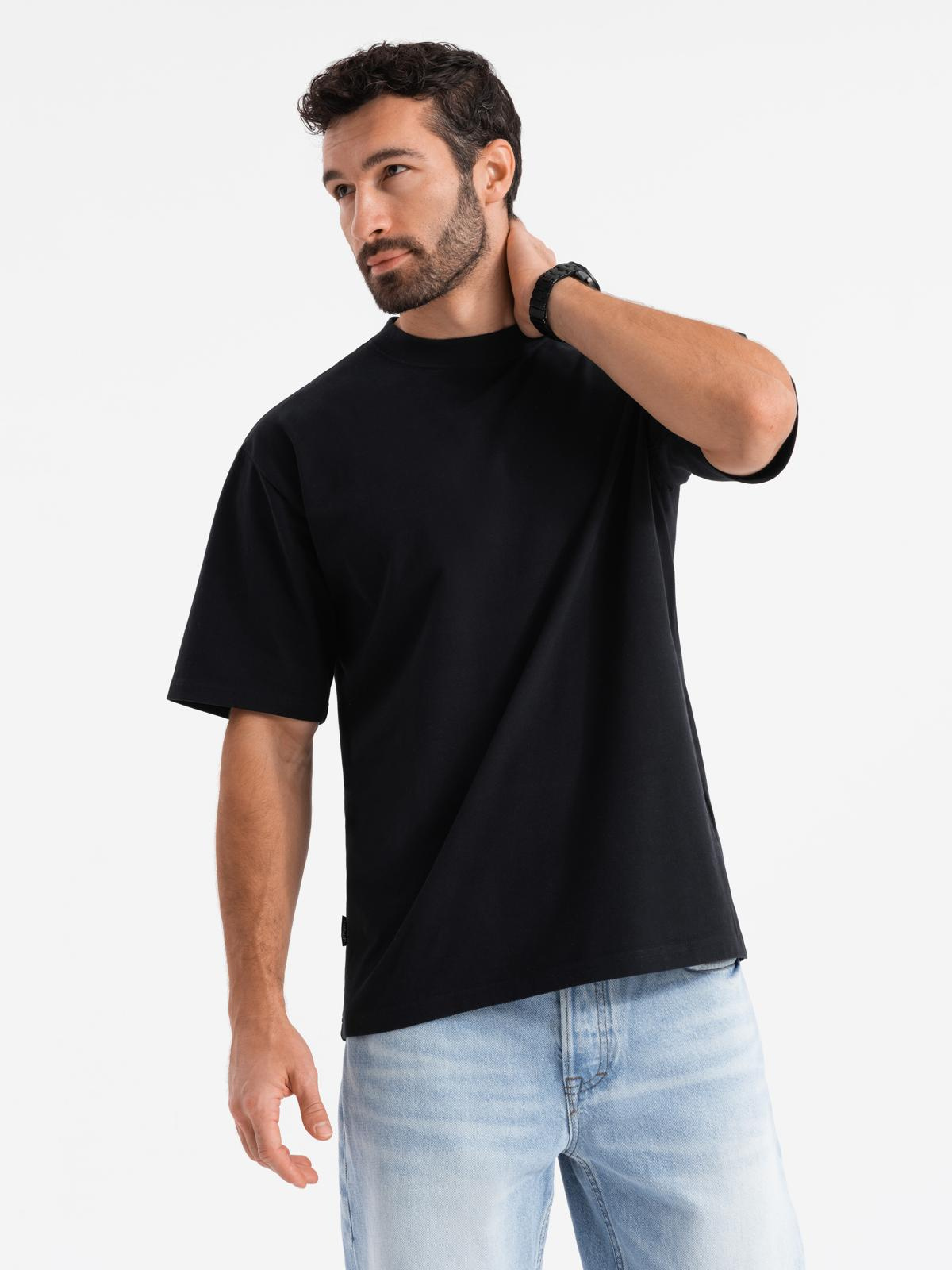 Ombre Men&#039;s cotton LOOSE FIT t-shirt with round neckline - black