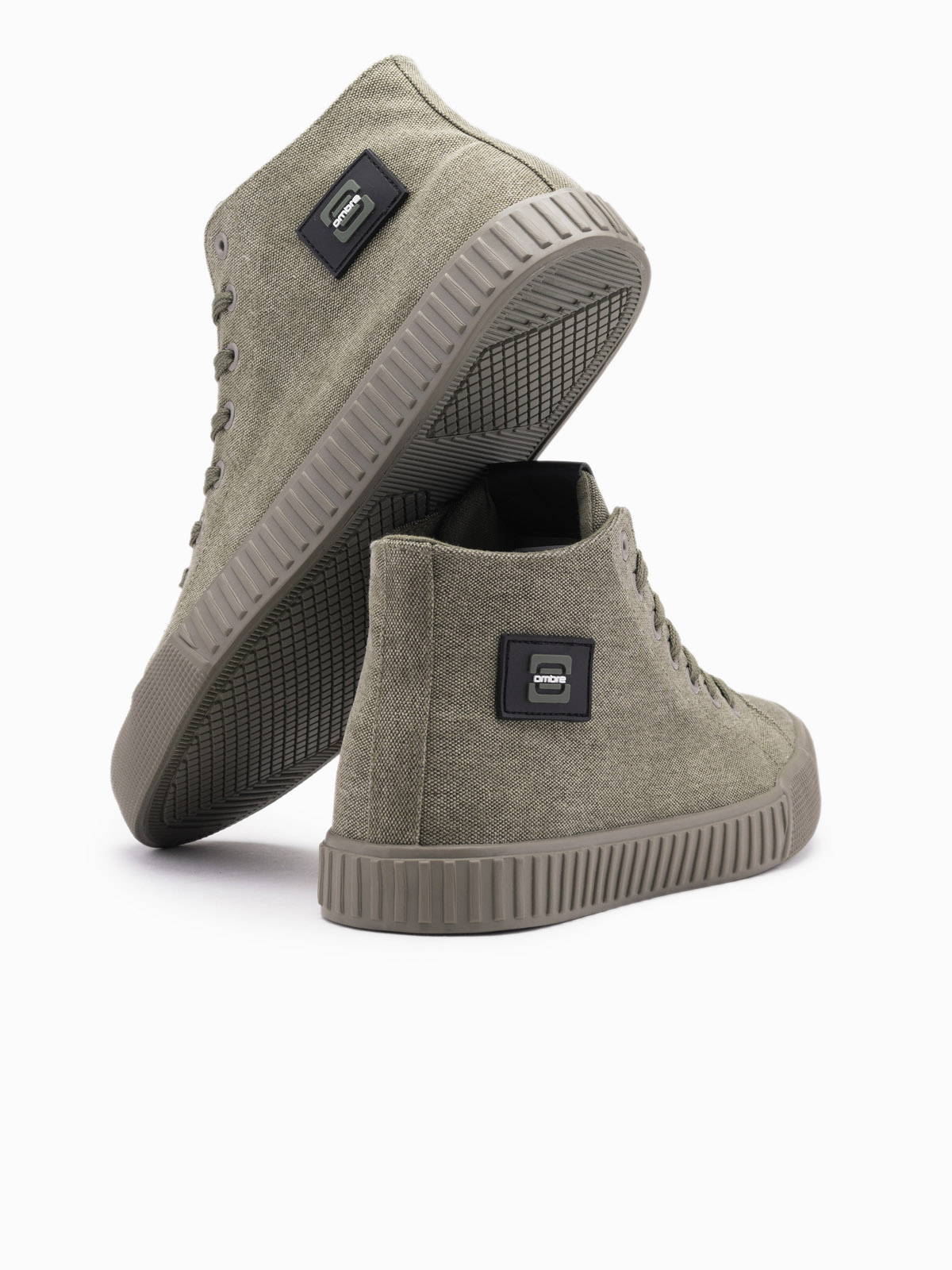 Ombre Men&#039;s high top canvas sneakers shoes - olive