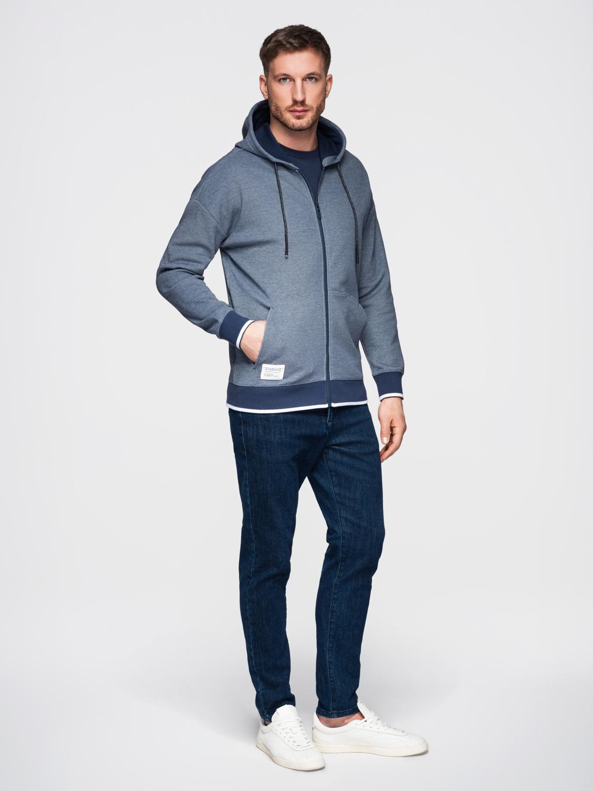 Ombre Men's soft-textured hooded sweatshirt - navy blue