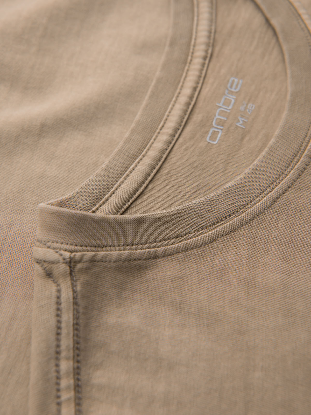 Ombre Cotton T-shirt with print on chest and back - dark beige
