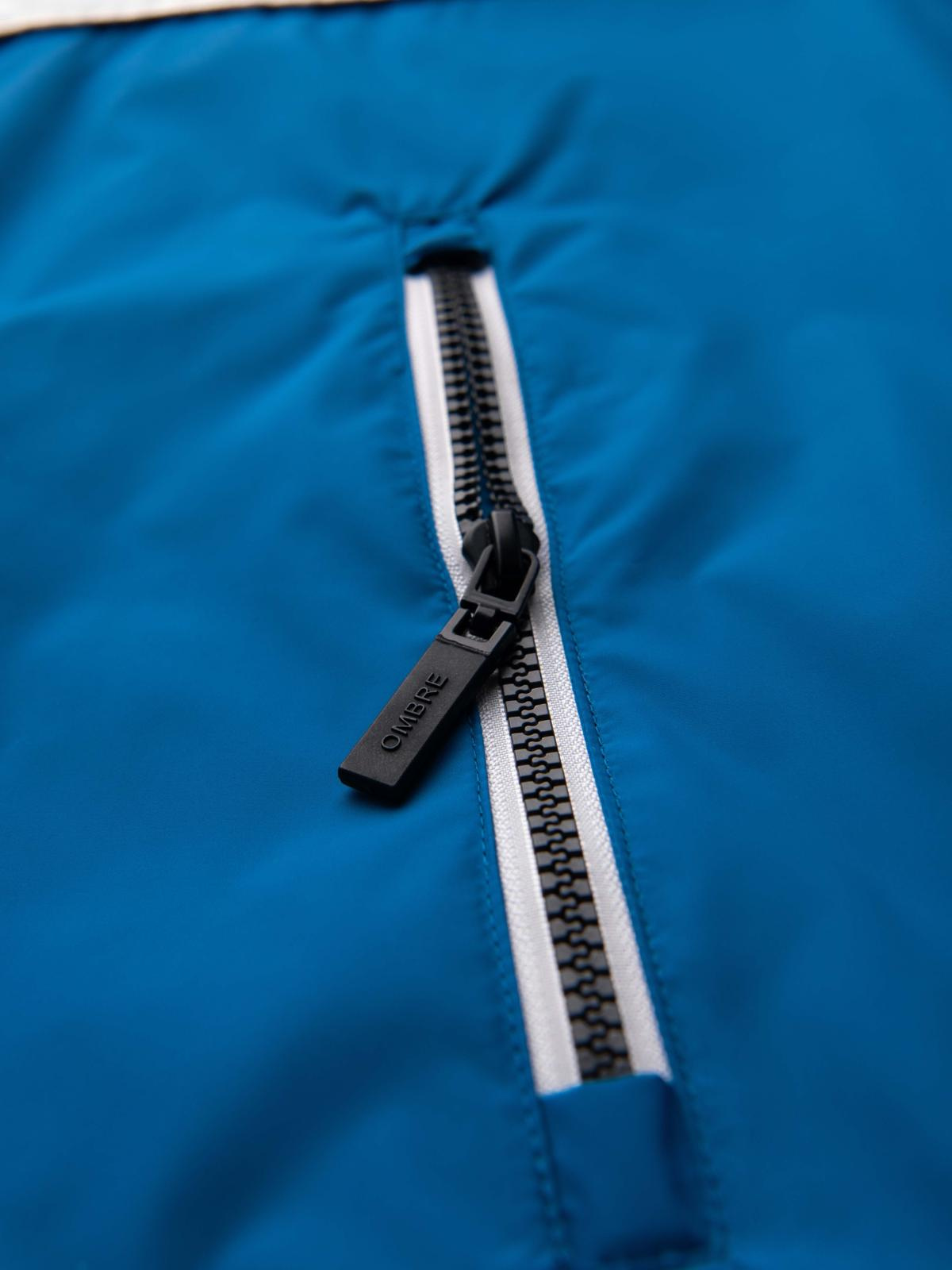 Ombre Colorful lightweight men&#039;s sports jacket with fleece - blue and graphite