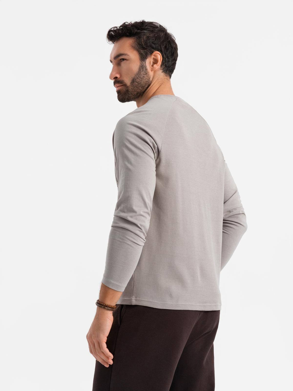 Ombre Men's longsleeve with "waffle" texture - ash