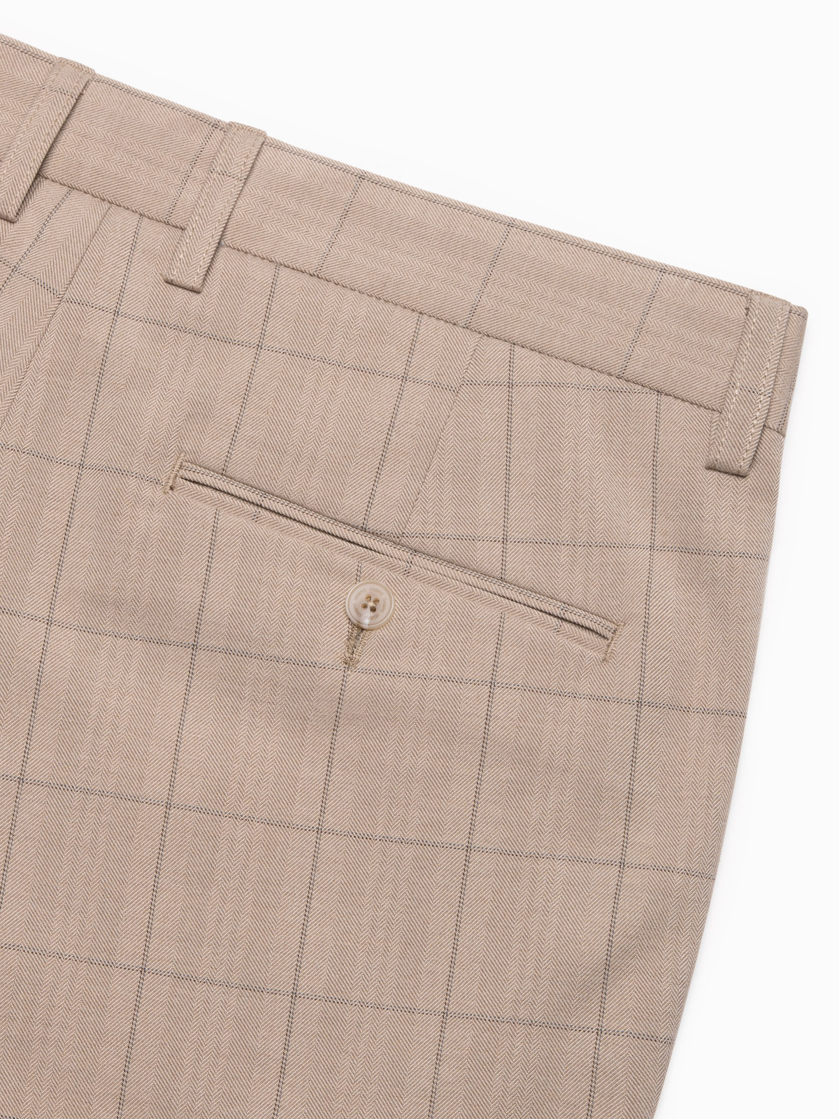 Ombre Men's classic cut pants in fine check - sand