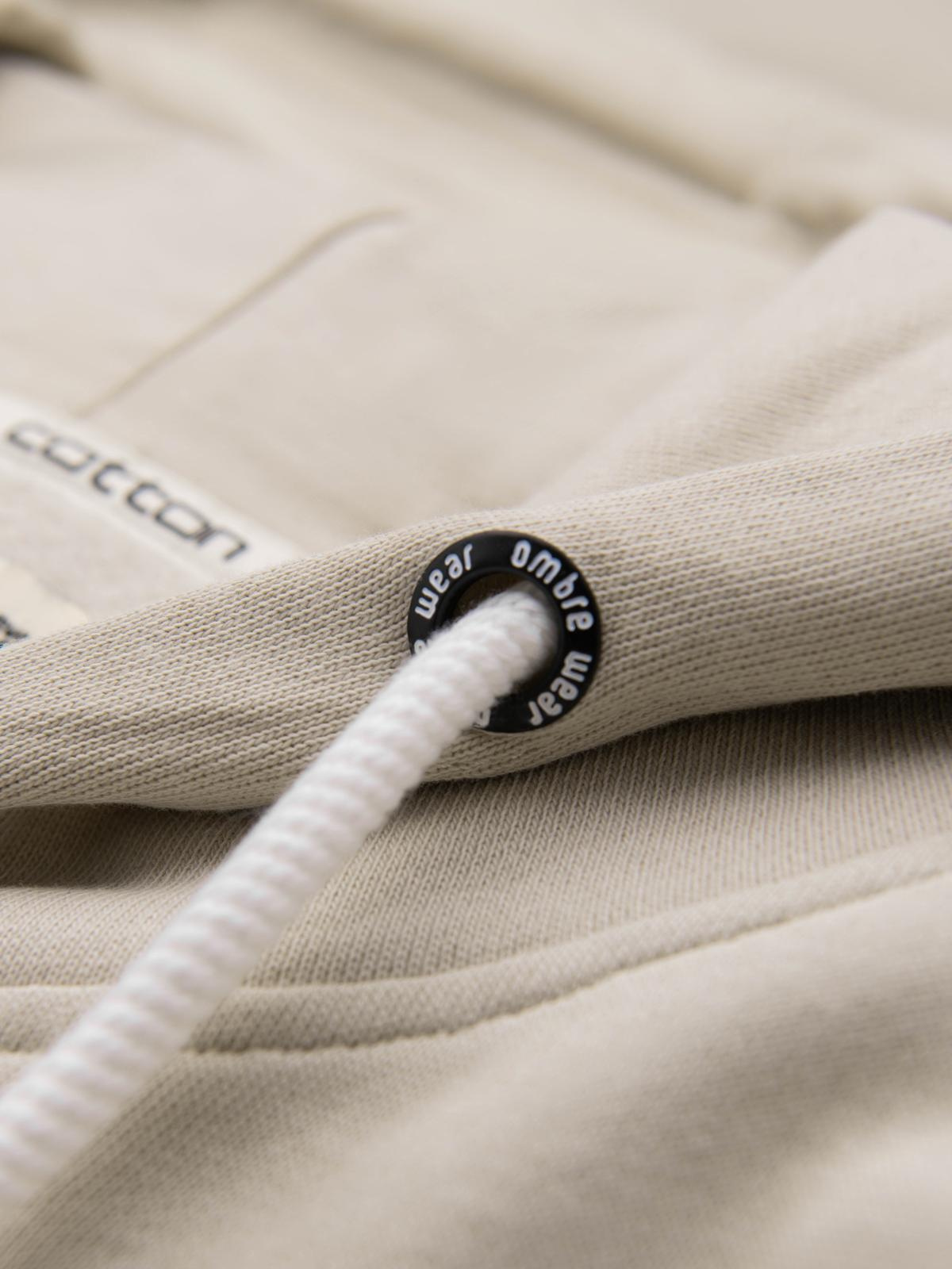 Ombre BASIC men&#039;s unbuttoned hooded sweatshirt - light beige