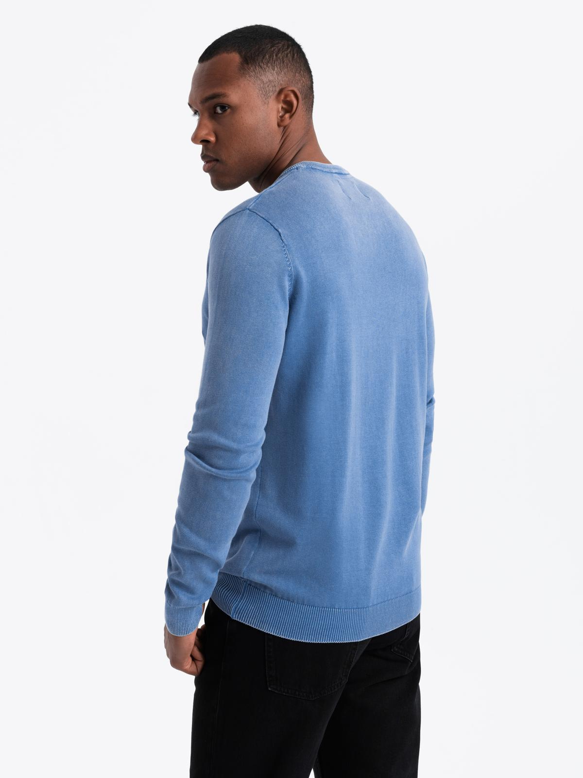 Ombre Men&#039;s wash sweater with v-neck - blue