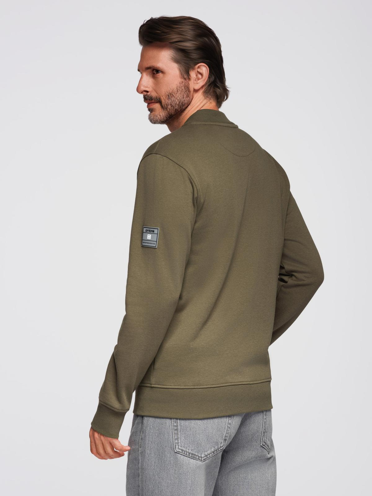 Ombre Cotton unbuttoned men&#039;s sweatshirt bomber - khaki
