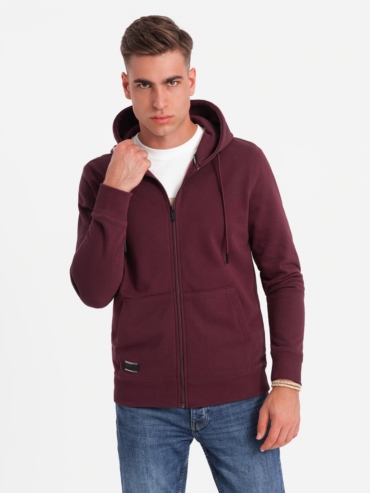 Ombre Unzipped Cotton Men's BASIC Sweatshirt - Maroon