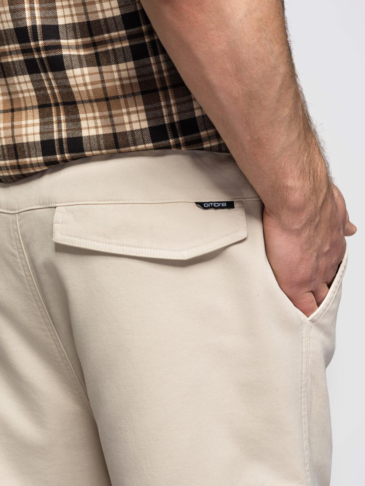 Ombre Men's knitted joggers with cargo pockets - cream
