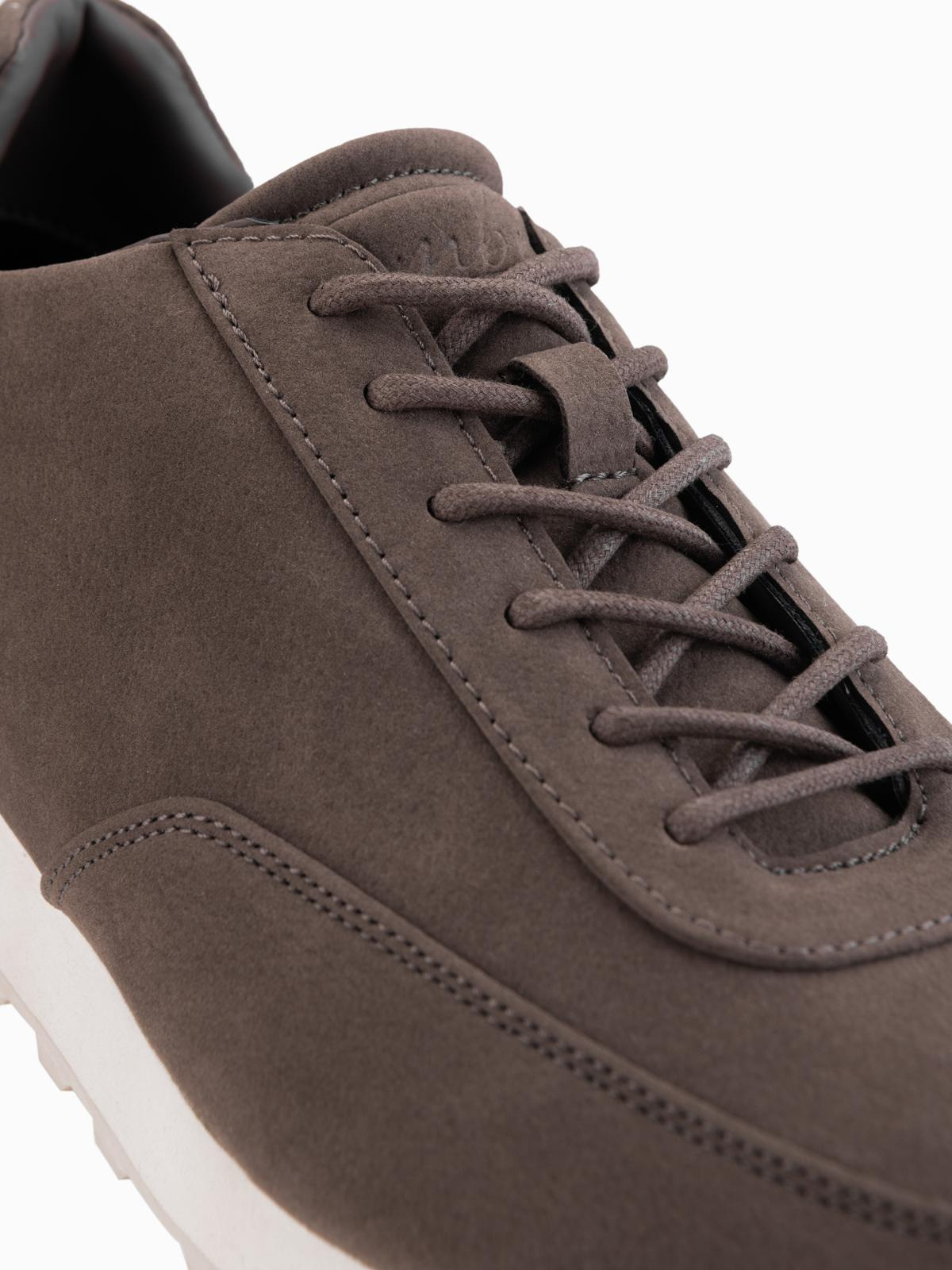 Ombre Men&#039;s eco leather sports sneaker shoes with suede finish - dark brown