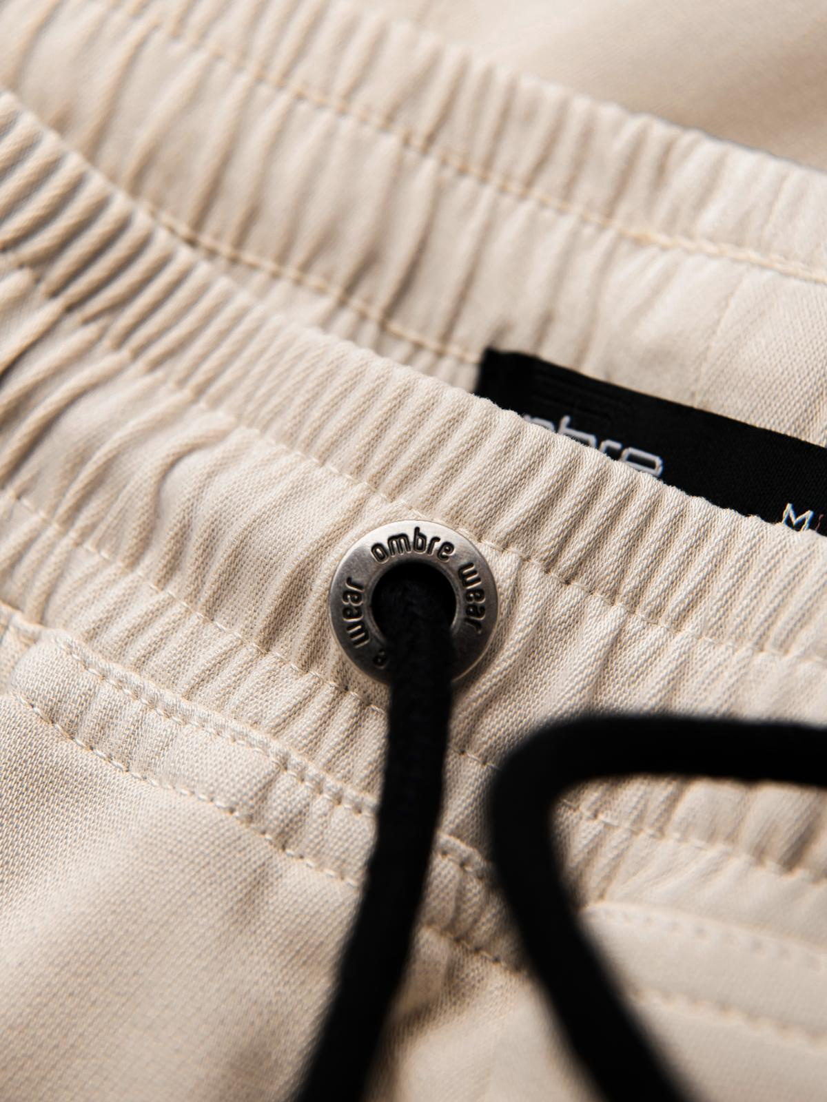 Ombre Men's knitted joggers with cargo pockets - cream