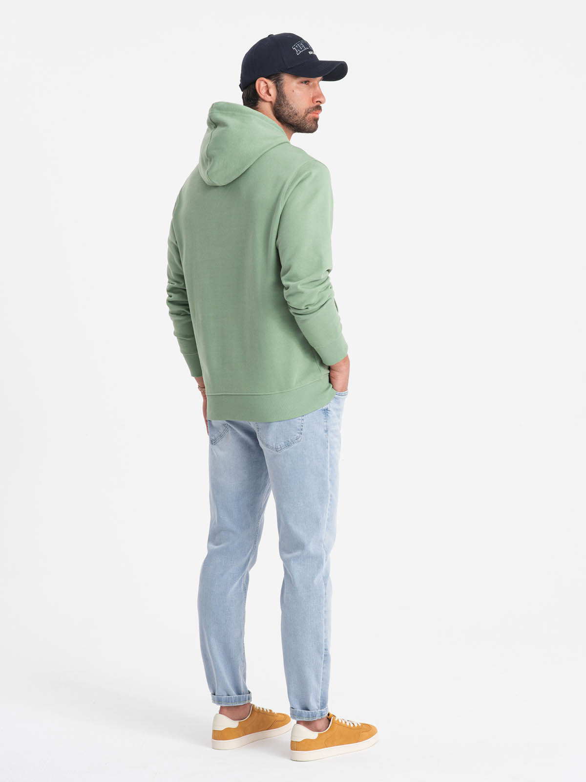 Ombre Men&#039;s kangaroo sweatshirt with hood - green