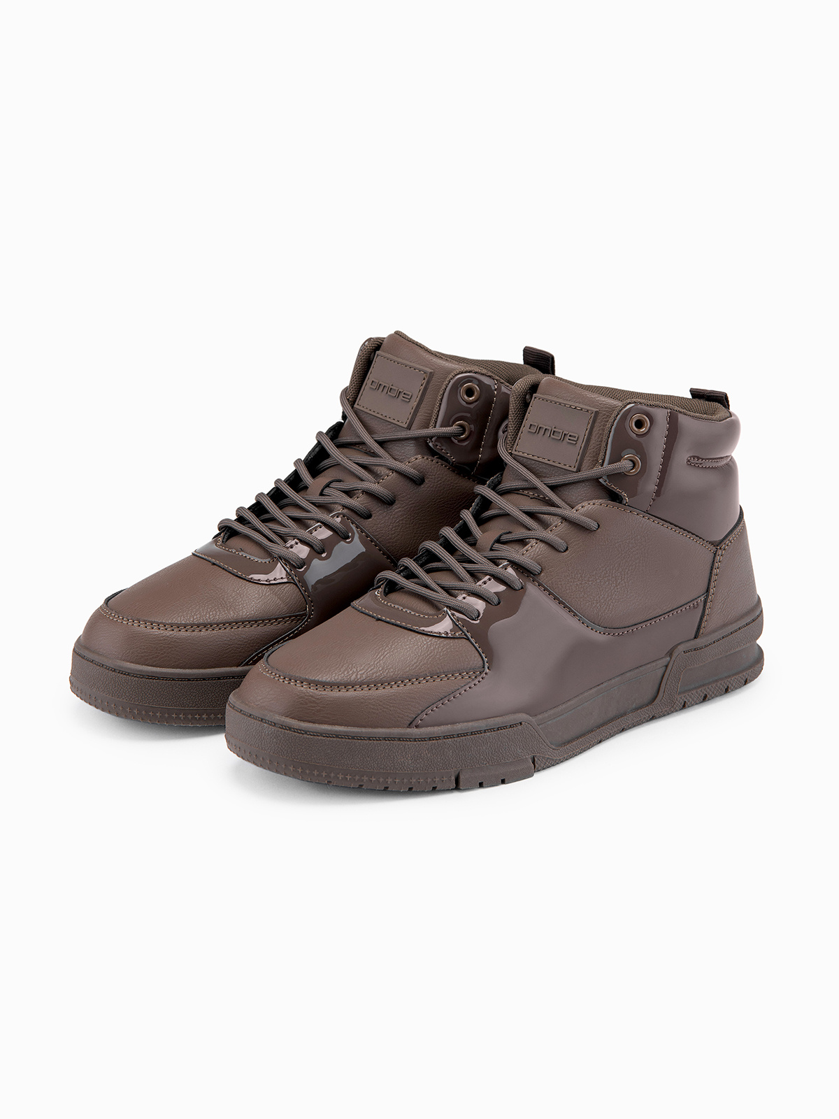 Ombre Mens high-top sneakers shoes with shiny elements - dark brown