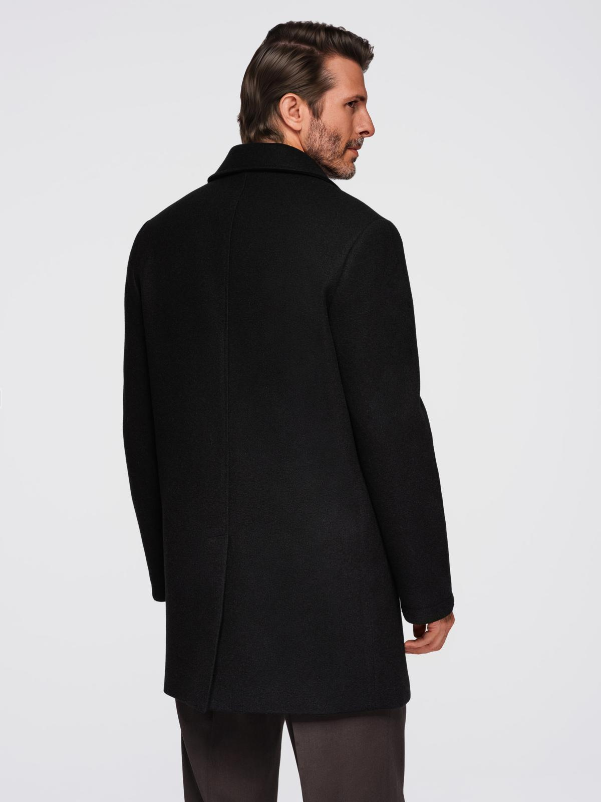 Ombre Men&#039;s double-breasted coat with decorative buttons - black