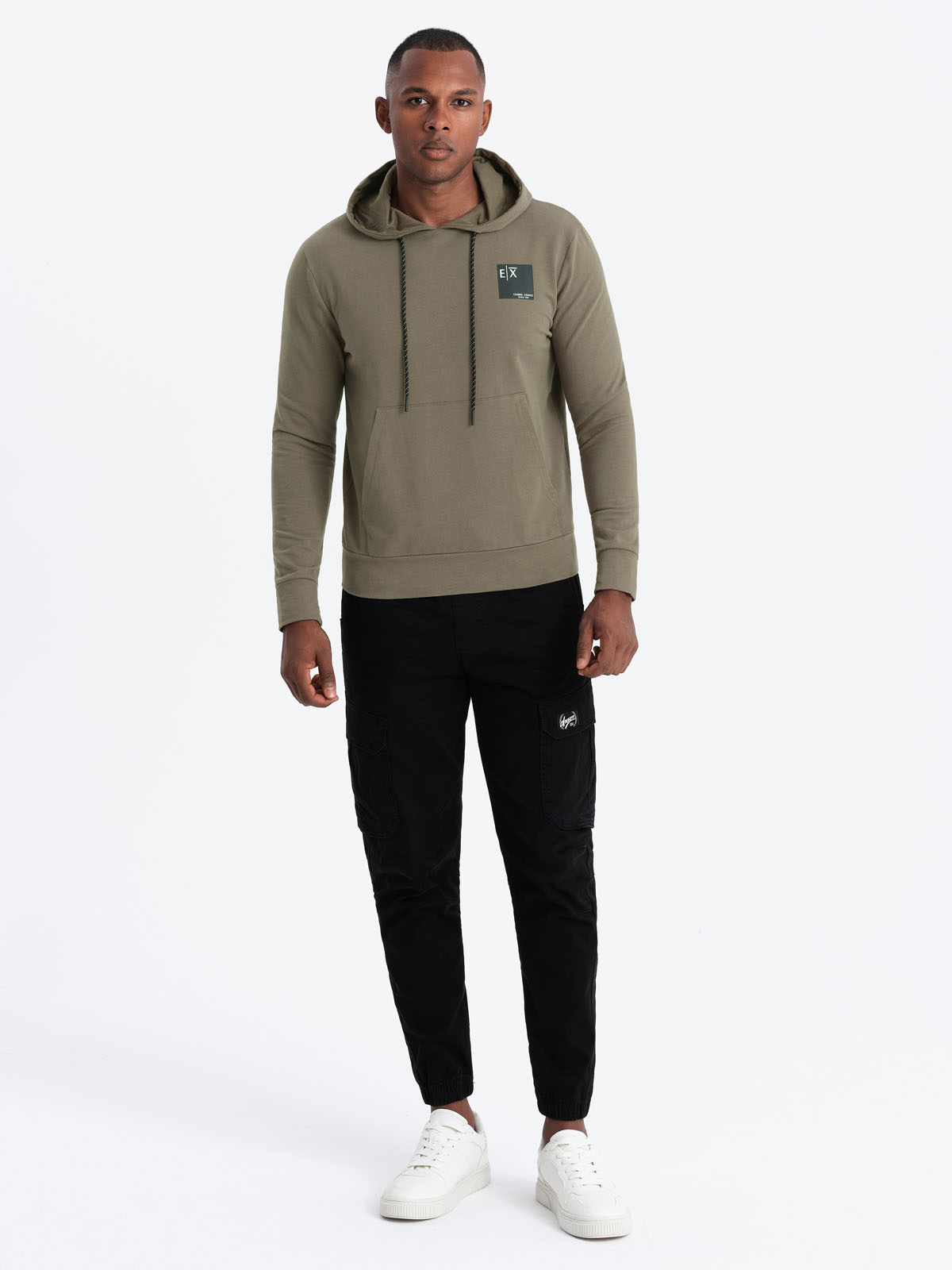 Ombre Men&#039;s kangaroo hoodie with logo - olive