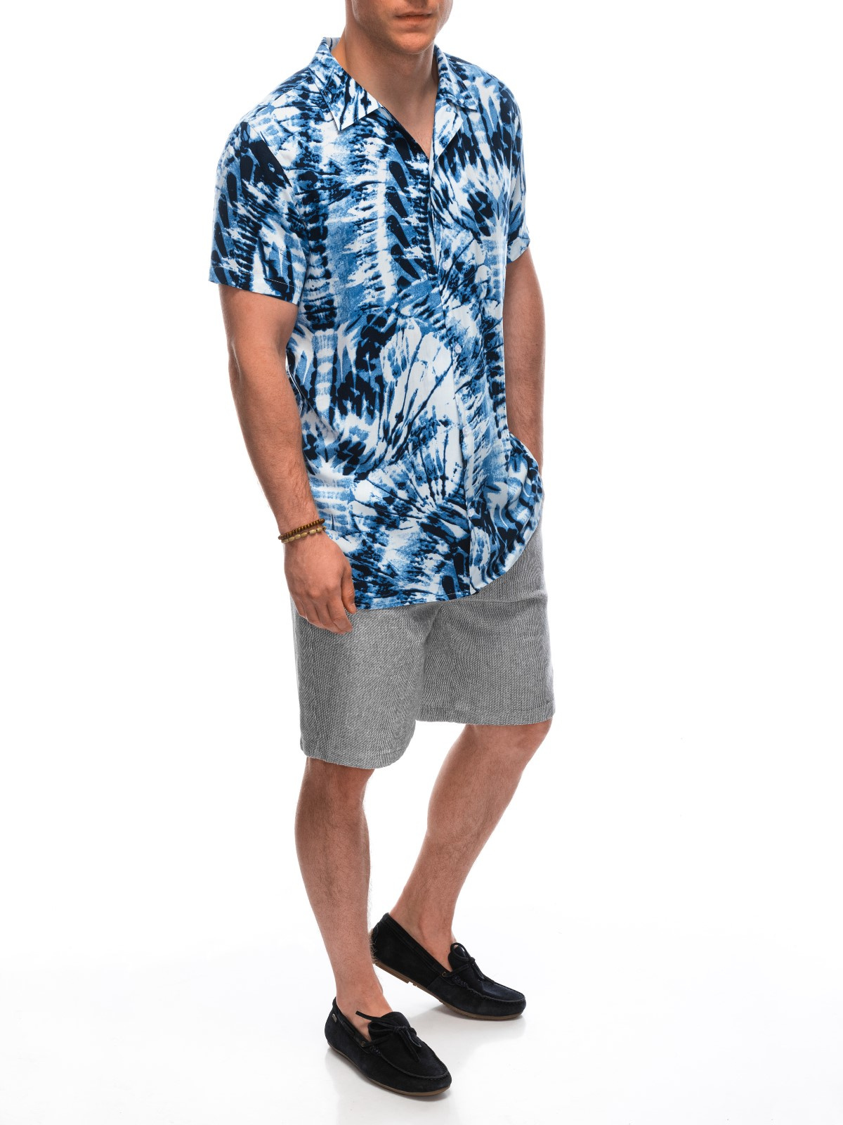 Ombre Men's viscose patterned short sleeve shirt OM-SHPS-0113