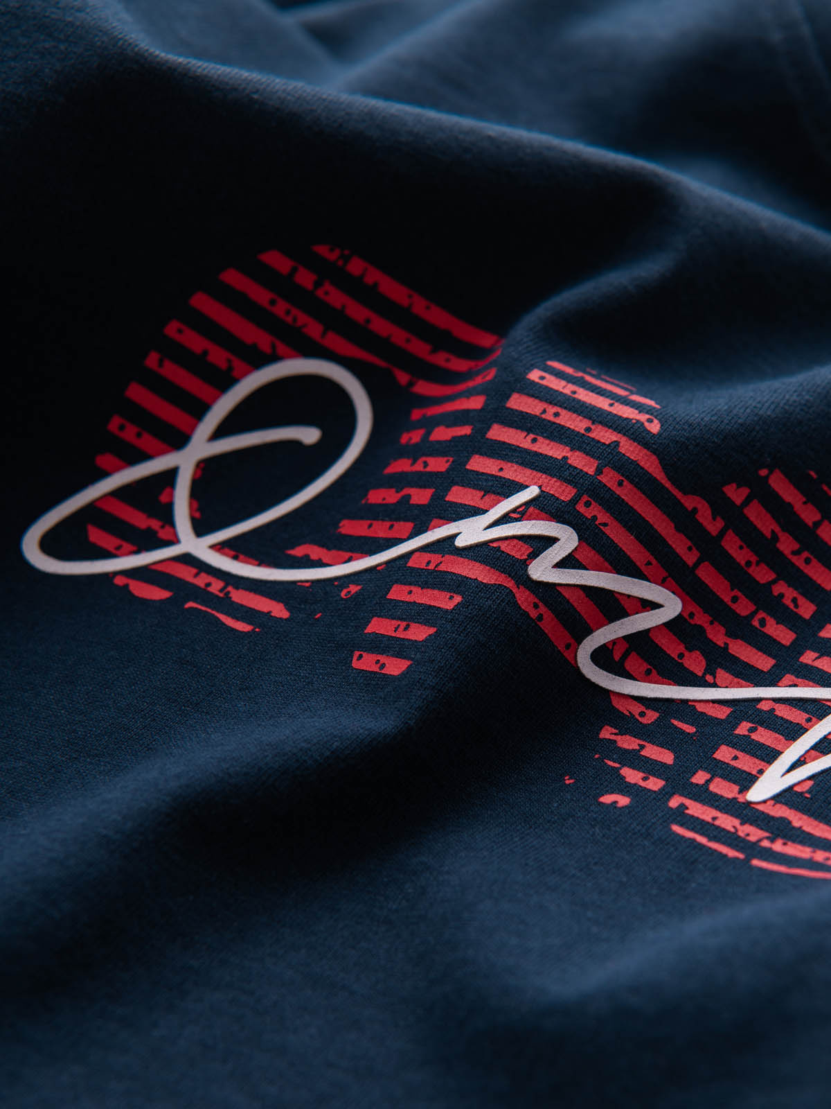 Ombre Men&#039;s cotton t-shirt with double printed logo - navy blue