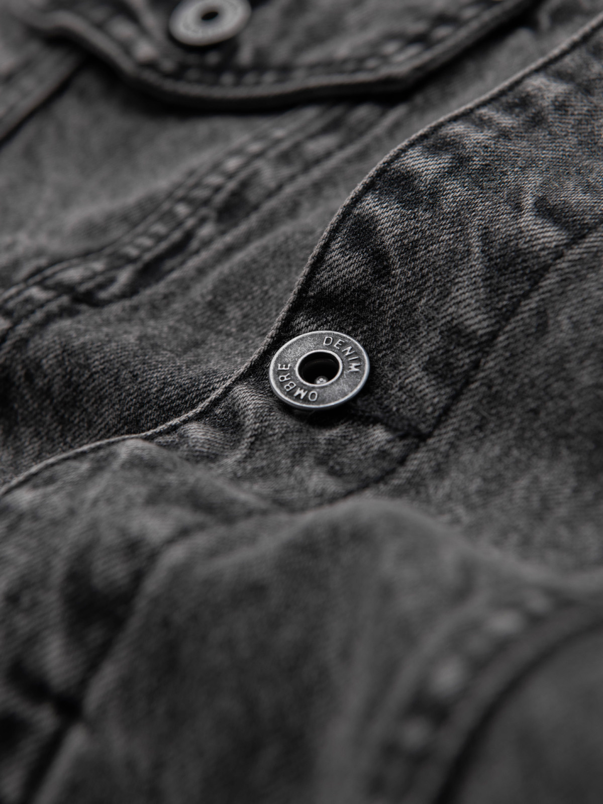 Ombre Men&#039;s denim katana jacket with washem - graphite