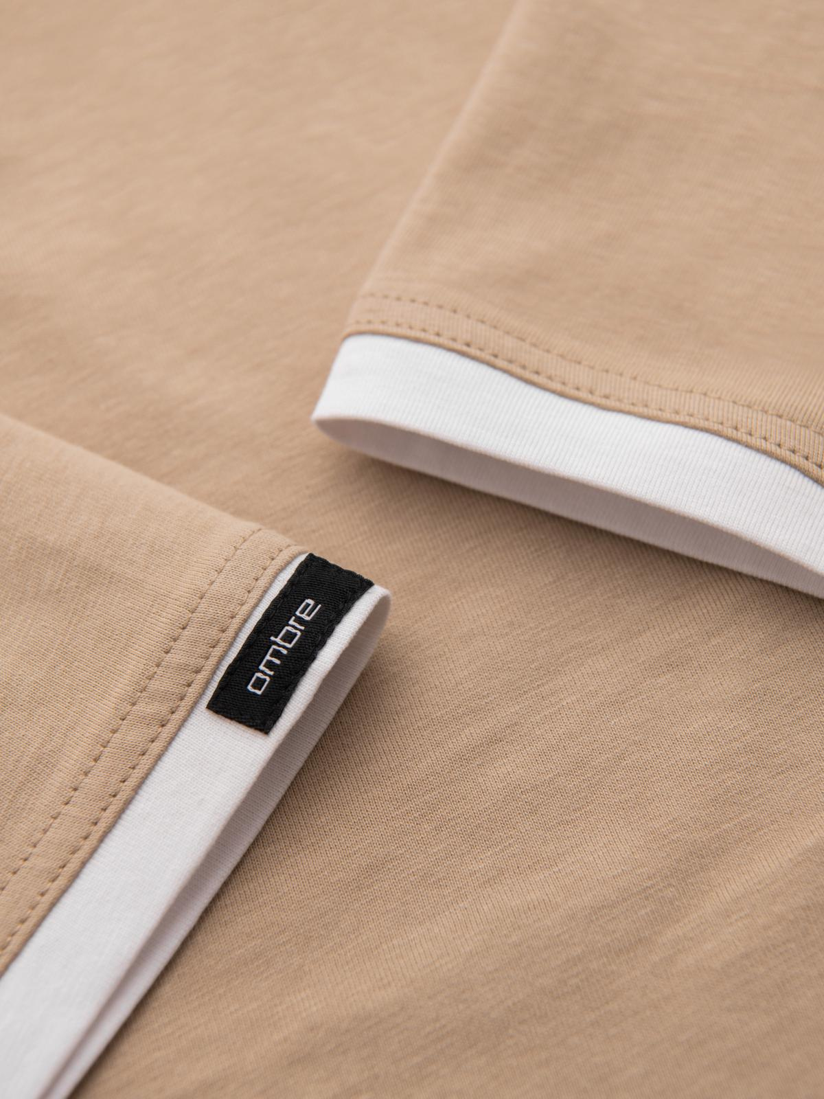 Ombre Men's hooded cotton t-shirt - beige