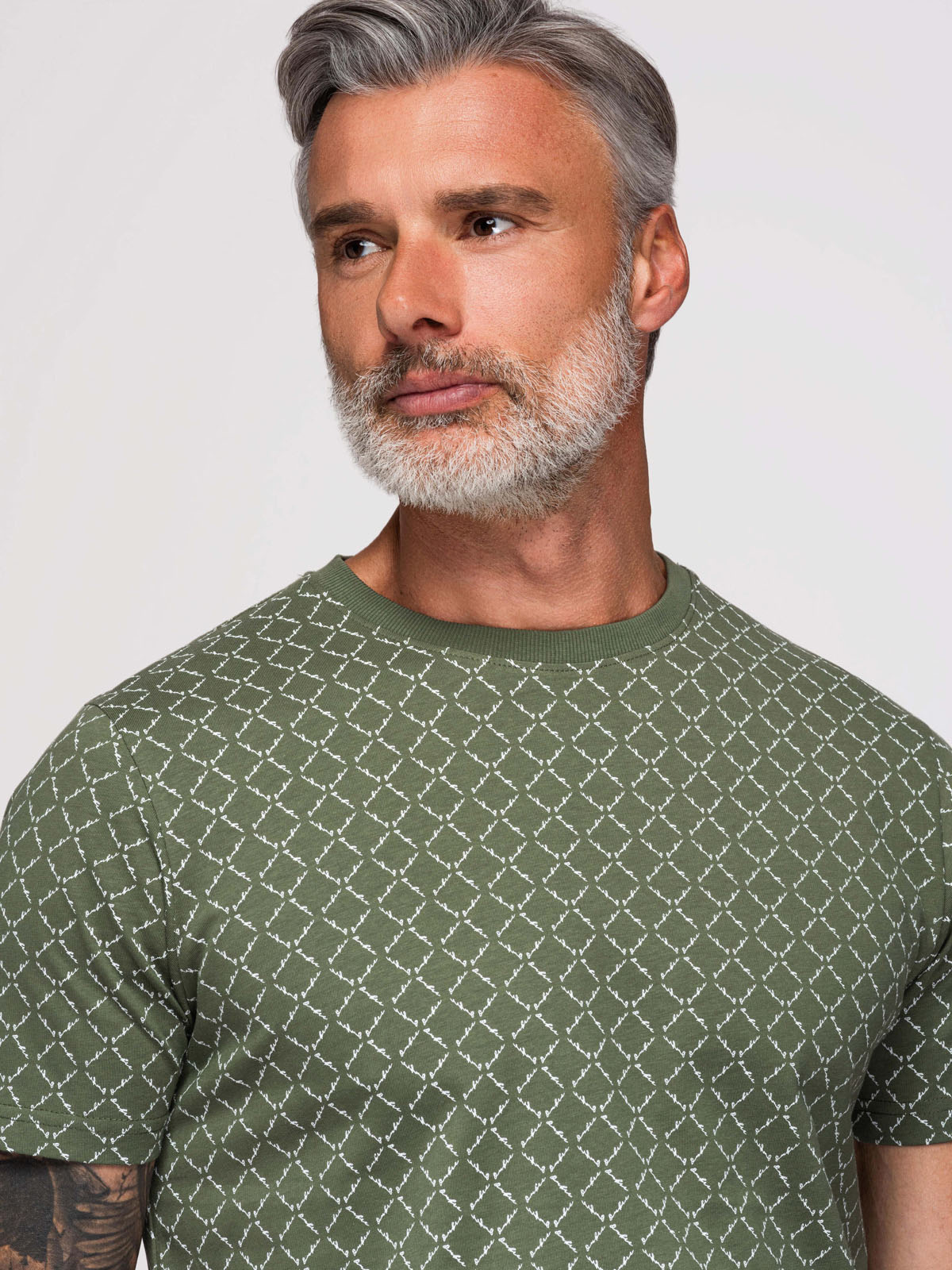 Ombre Men's full print knit shirt - olive