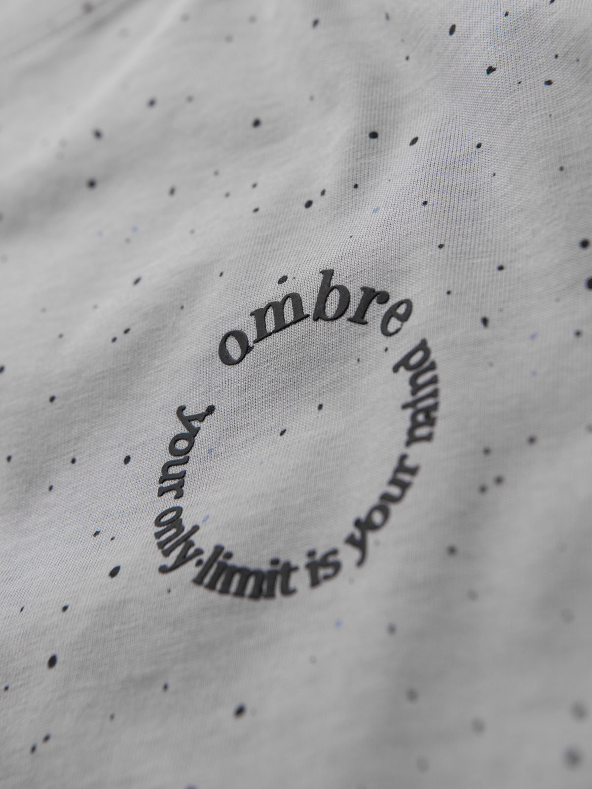 Ombre Men's printed cotton T-shirt with round neckline - light grey