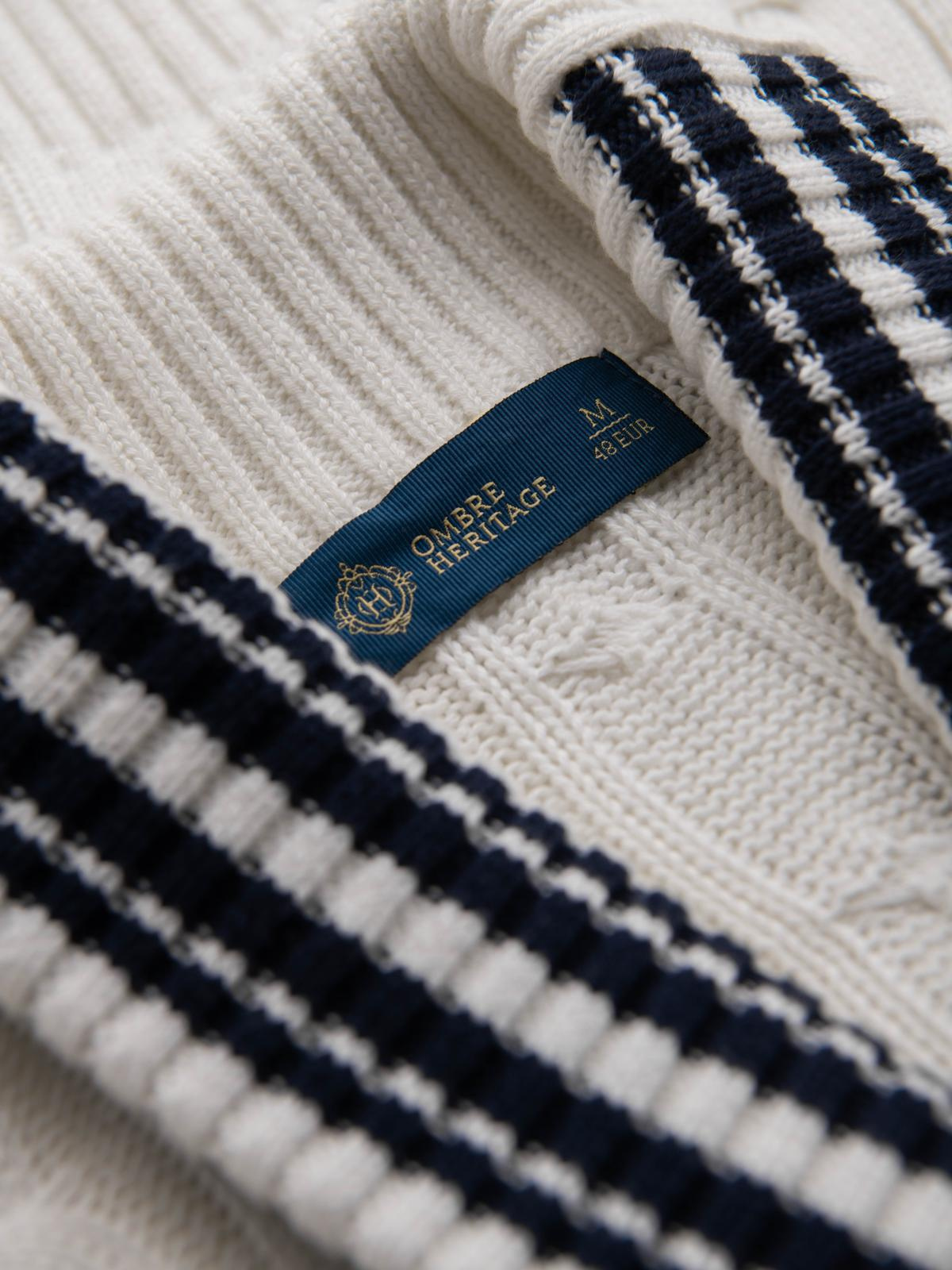 Ombre Men's cardigan sweater with shawl collar in preppy style - white