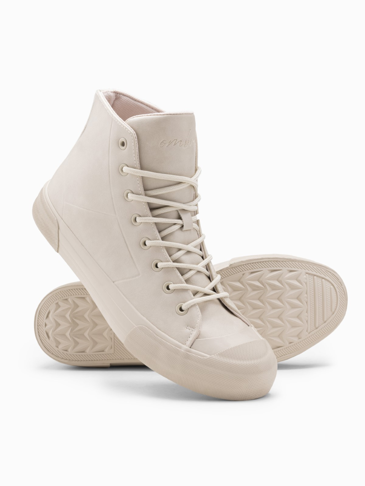 Ombre Men&#039;s high-top sneakers shoes with rubber toe - cream